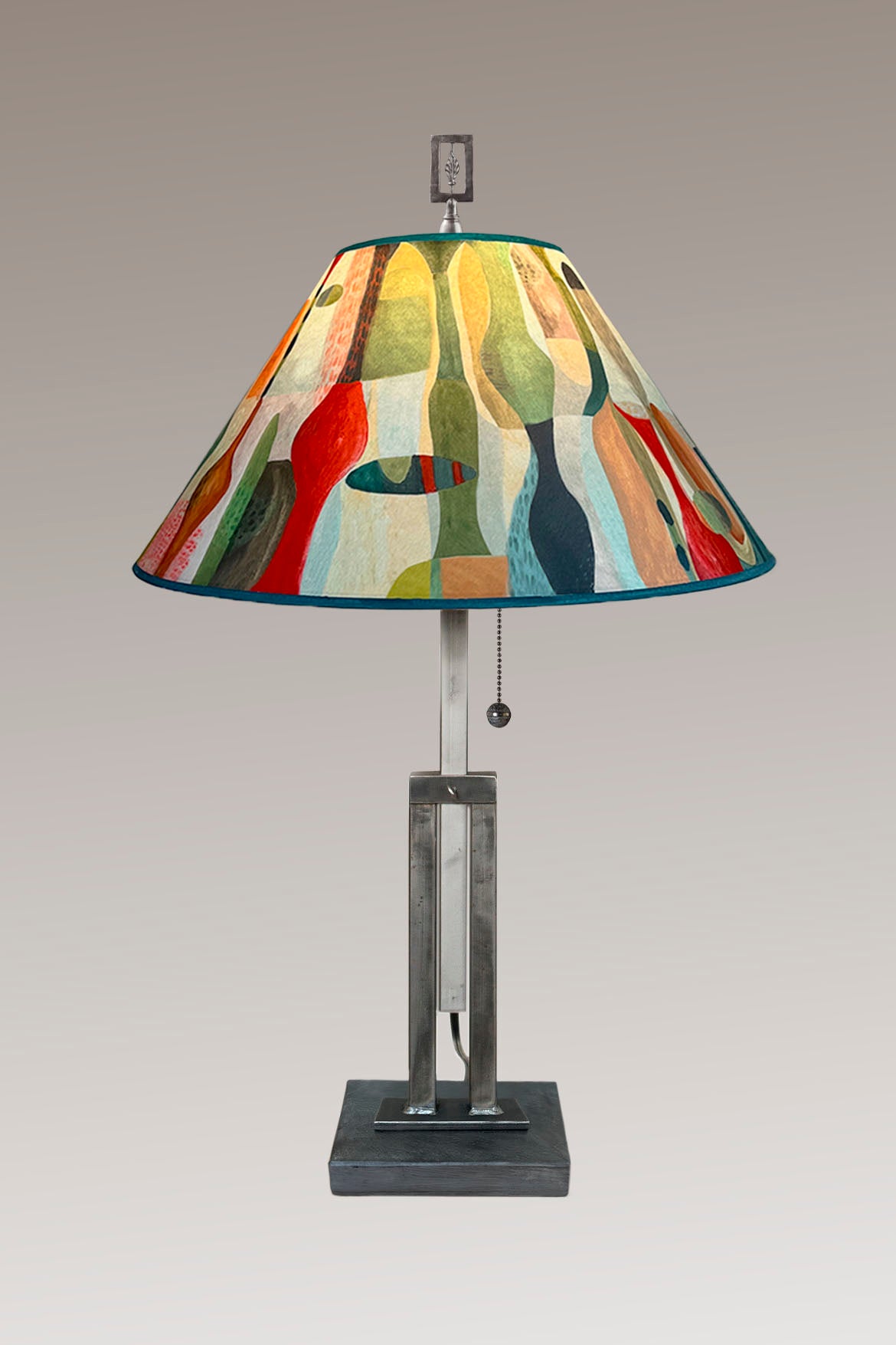 Adjustable-Height Steel Table Lamp with Large Conical Shade in Riviera in Poppy