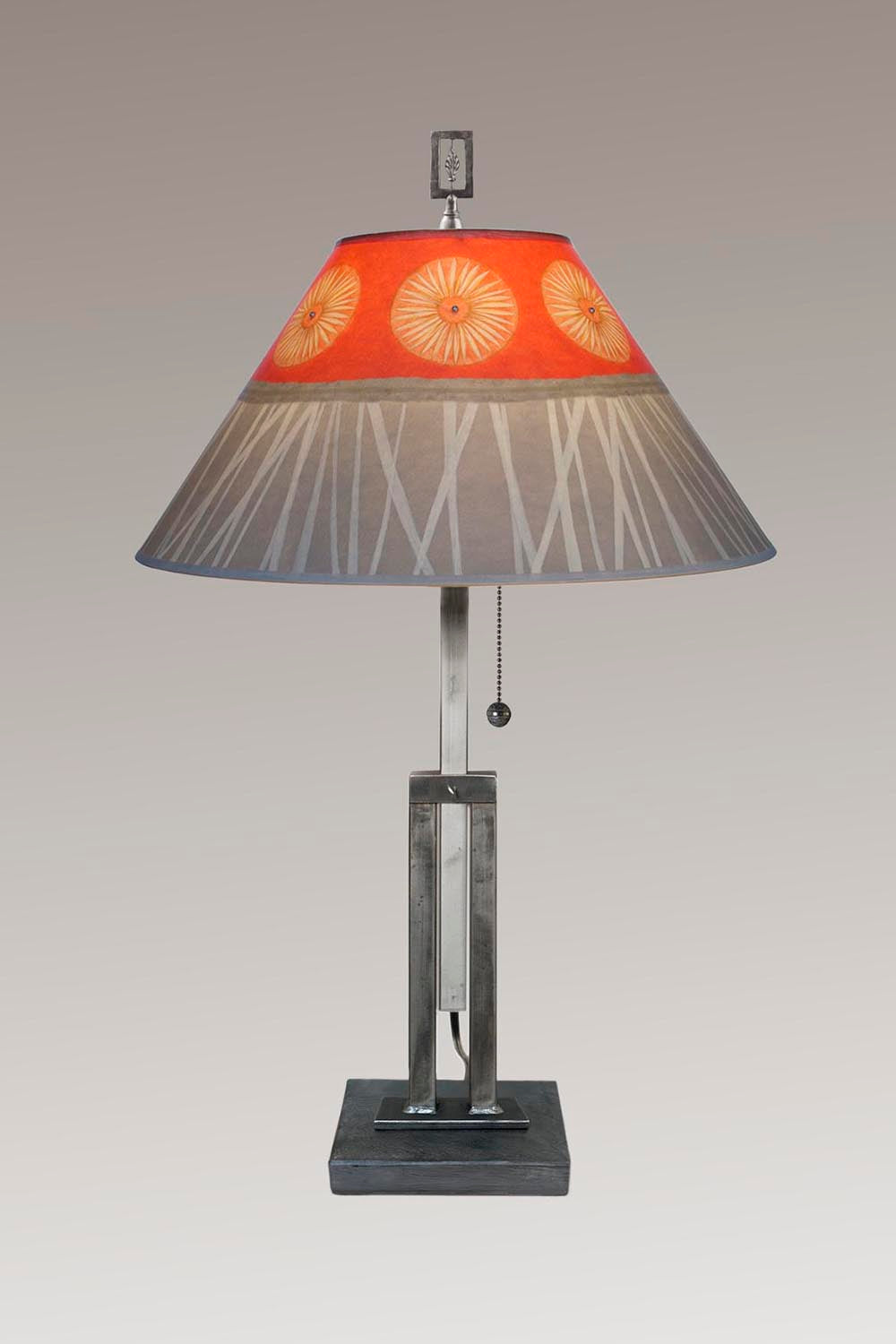 Janna Ugone & Co Table Lamps Adjustable-Height Steel Table Lamp with Large Conical Shade in Tang