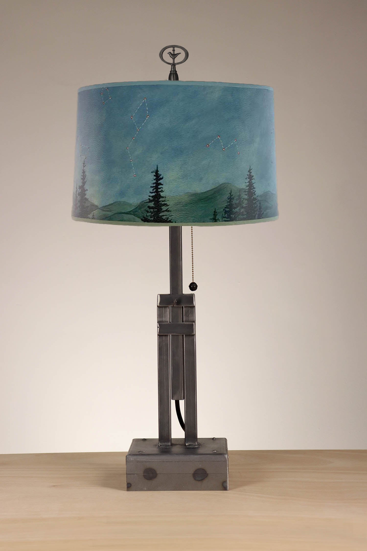 Janna Ugone & Co Table Lamp Adjustable-Height Steel Table Lamp with Large Drum Shade in Midnight