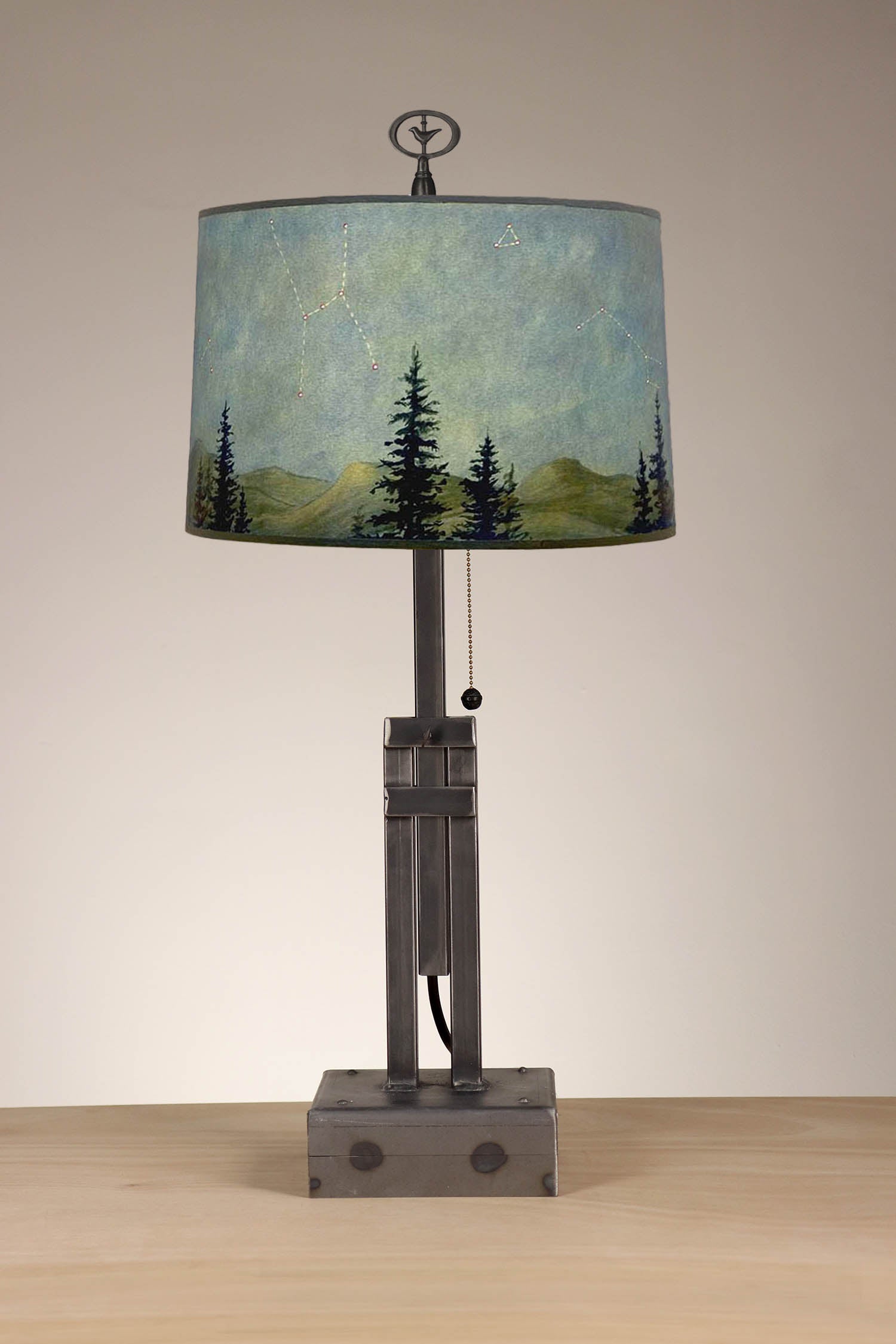 Janna Ugone & Co Table Lamp Adjustable-Height Steel Table Lamp with Large Drum Shade in Midnight
