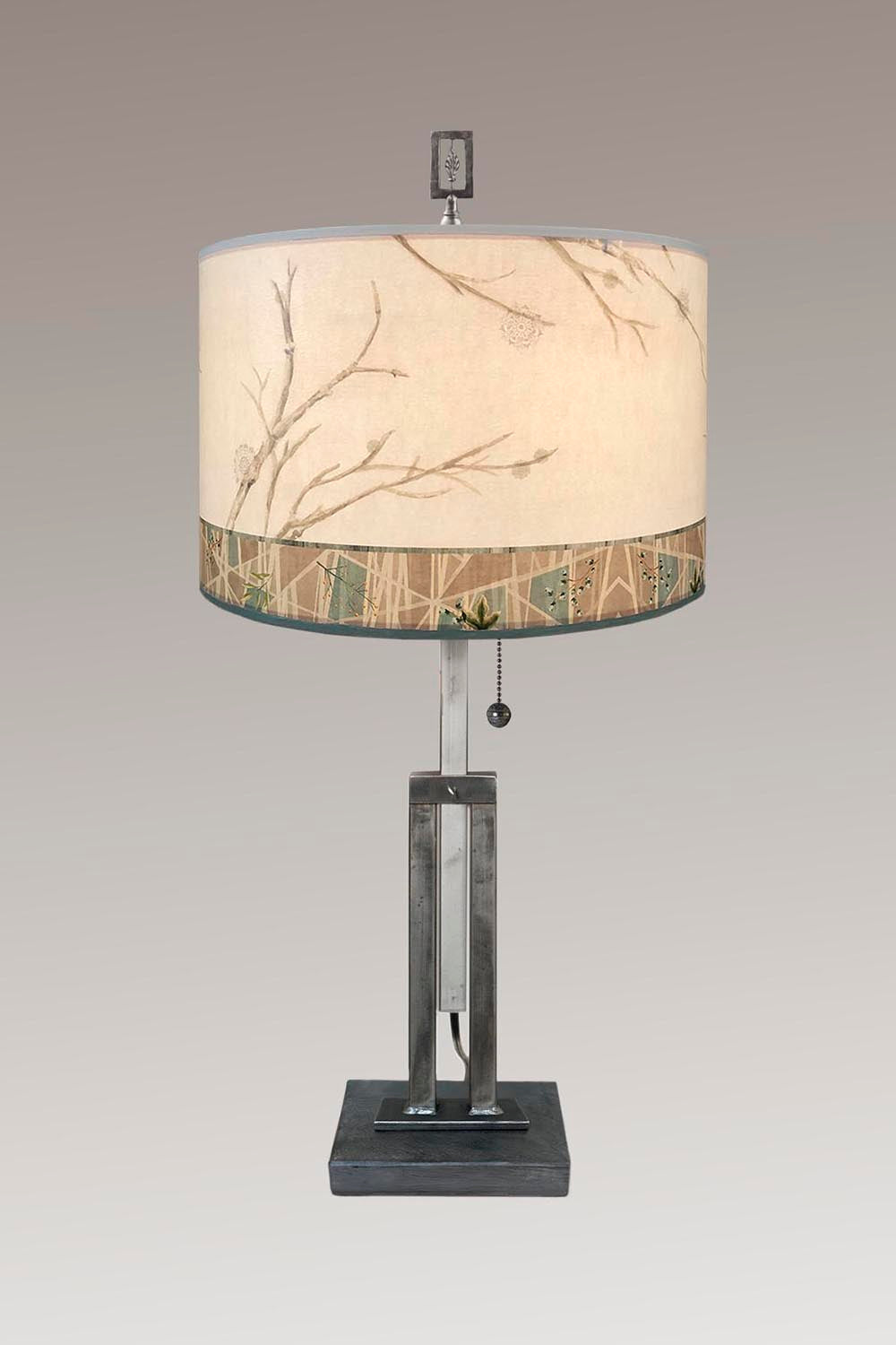 Janna Ugone & Co Table Lamps Adjustable-Height Steel Table Lamp with Large Drum Shade in Prism Branch
