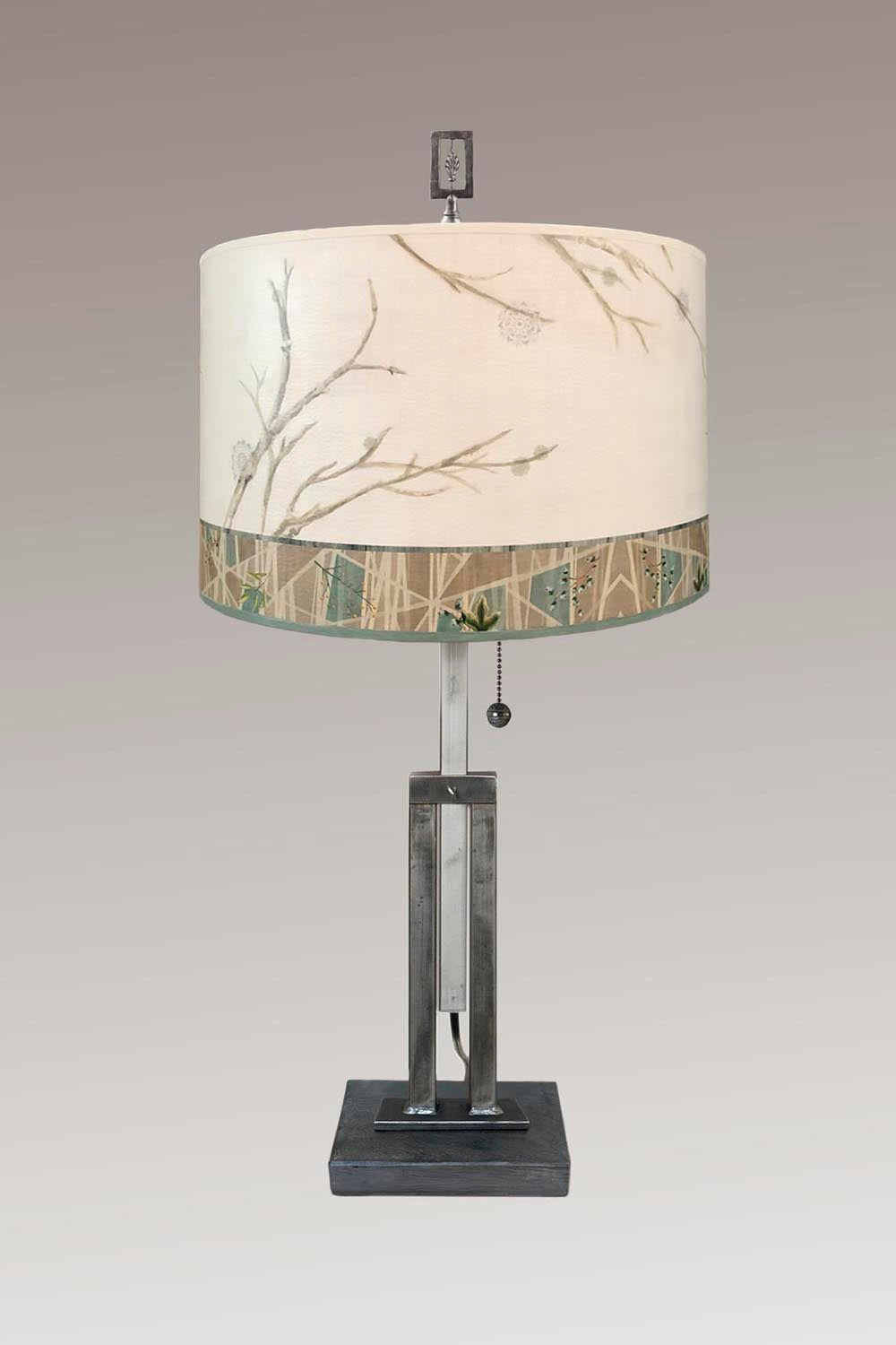 Janna Ugone & Co Table Lamps Adjustable-Height Steel Table Lamp with Large Drum Shade in Prism Branch