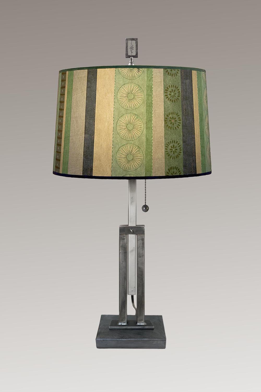 Adjustable-Height Steel Table Lamp with Large Drum Shade in Serape Waters