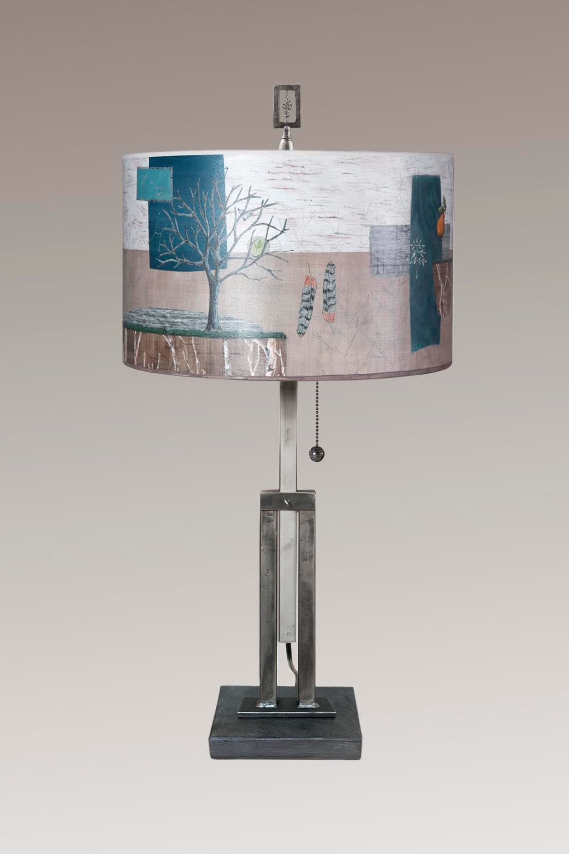 Janna Ugone & Co Table Lamp Adjustable-Height Steel Table Lamp with Large Drum Shade in Wander in Drift