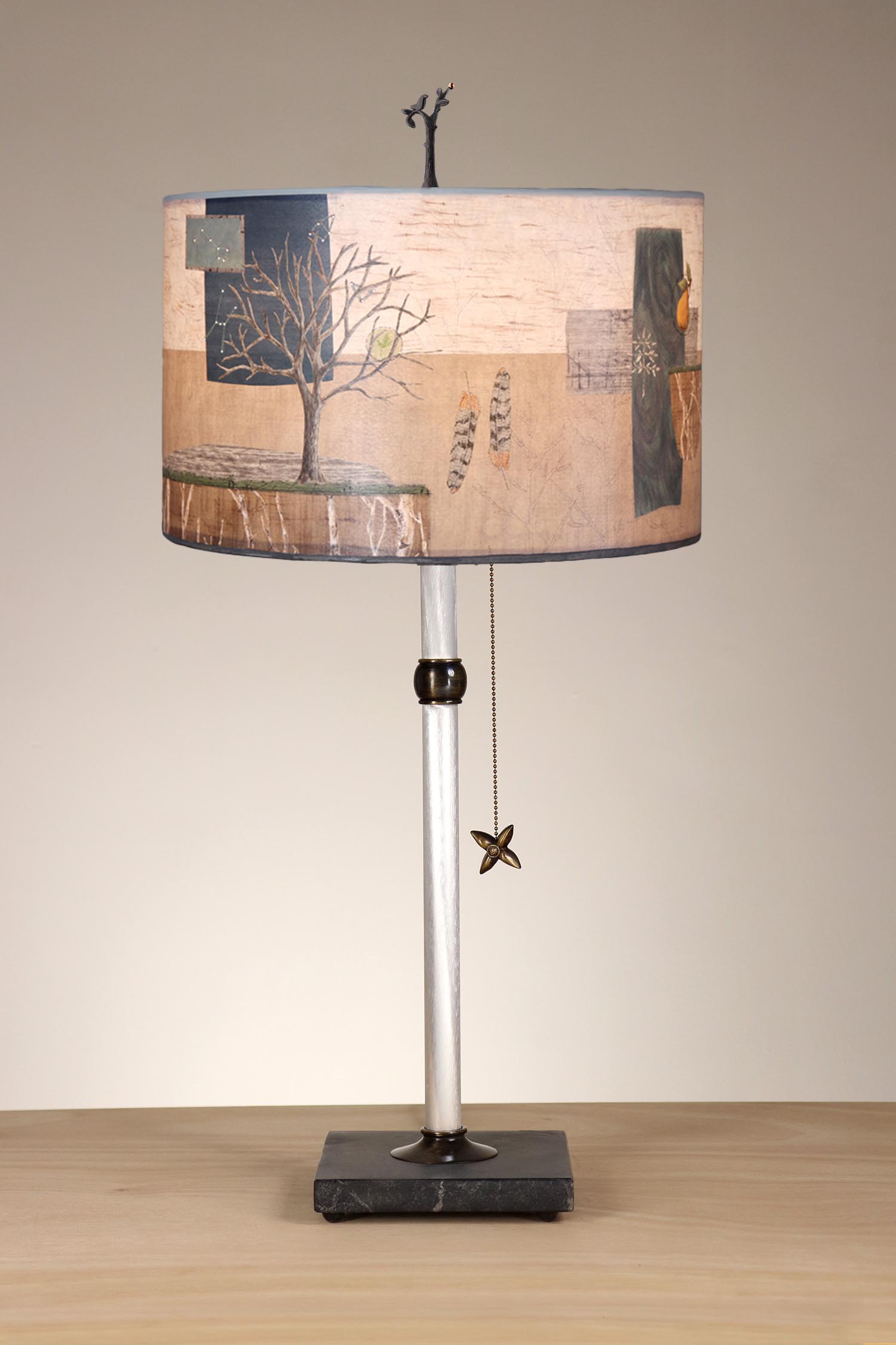 Janna Ugone & Co Table Lamp Aluminum & Bronze Table Lamp with Large Drum Shade in Wander in Drift