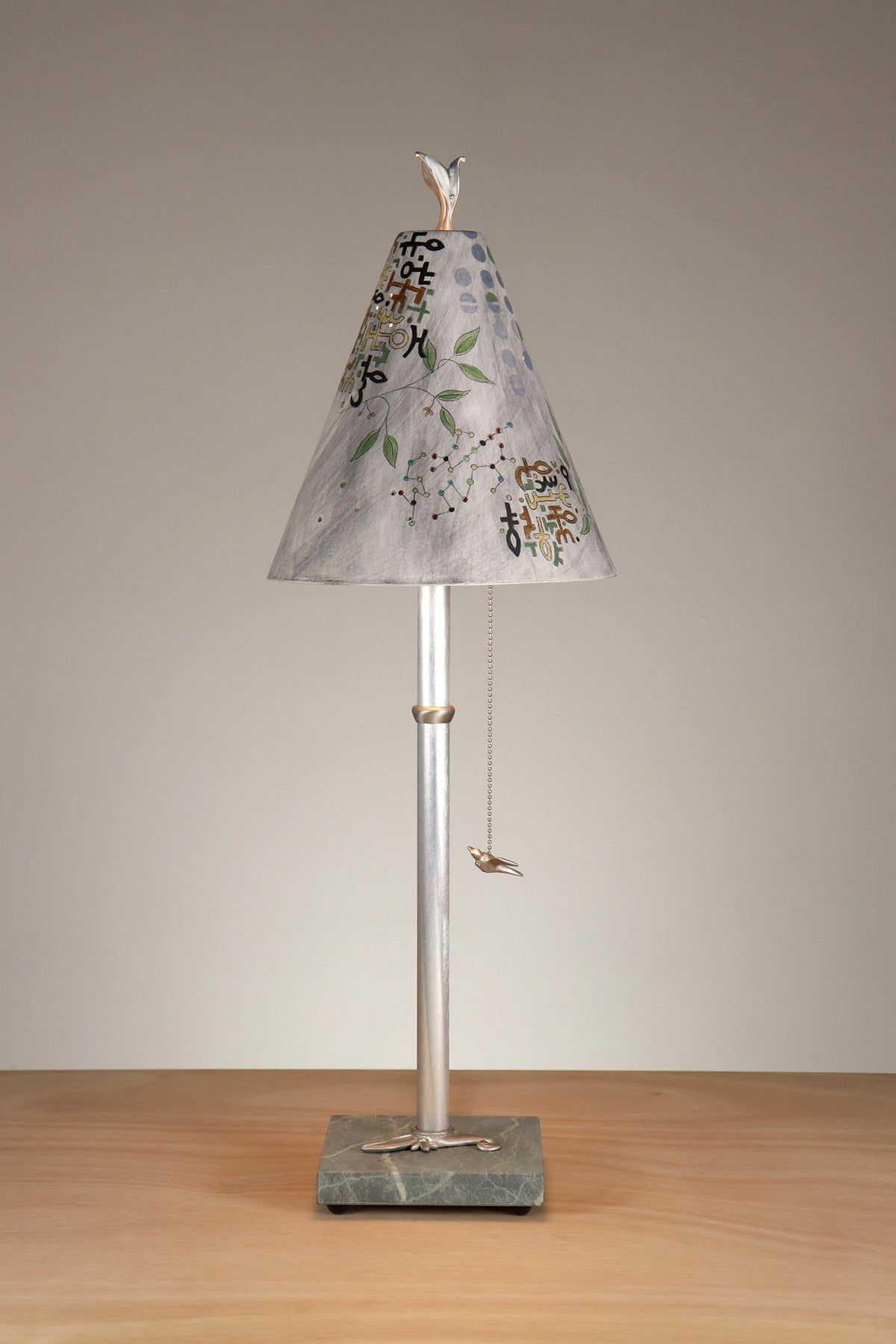 Janna Ugone &amp; Co Table Lamp Aluminum Table Lamp with Small Conical Ceramic Shade in Journeys in Ash