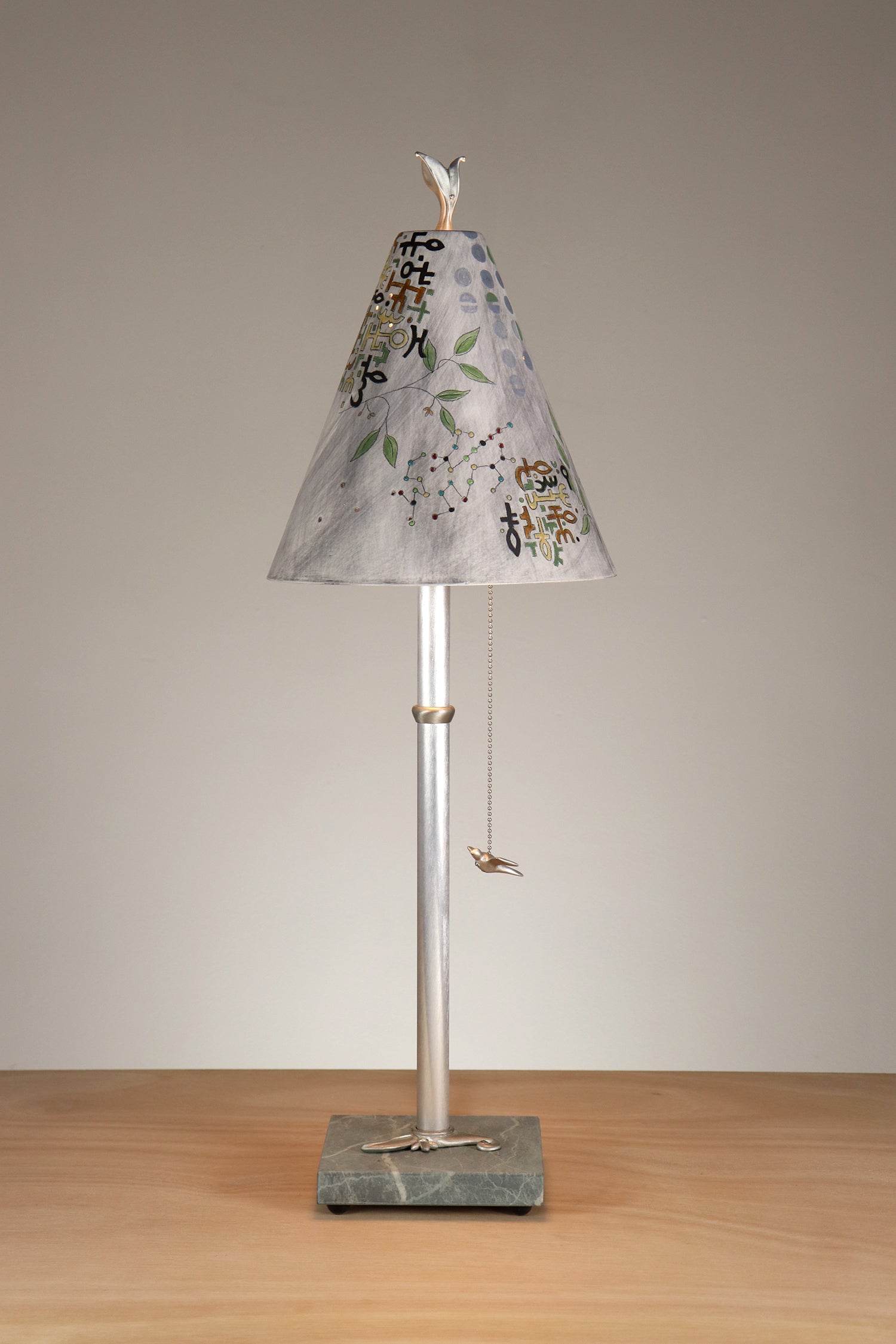 Janna Ugone & Co Table Lamp Aluminum Table Lamp with Small Conical Ceramic Shade in Journeys in Ash