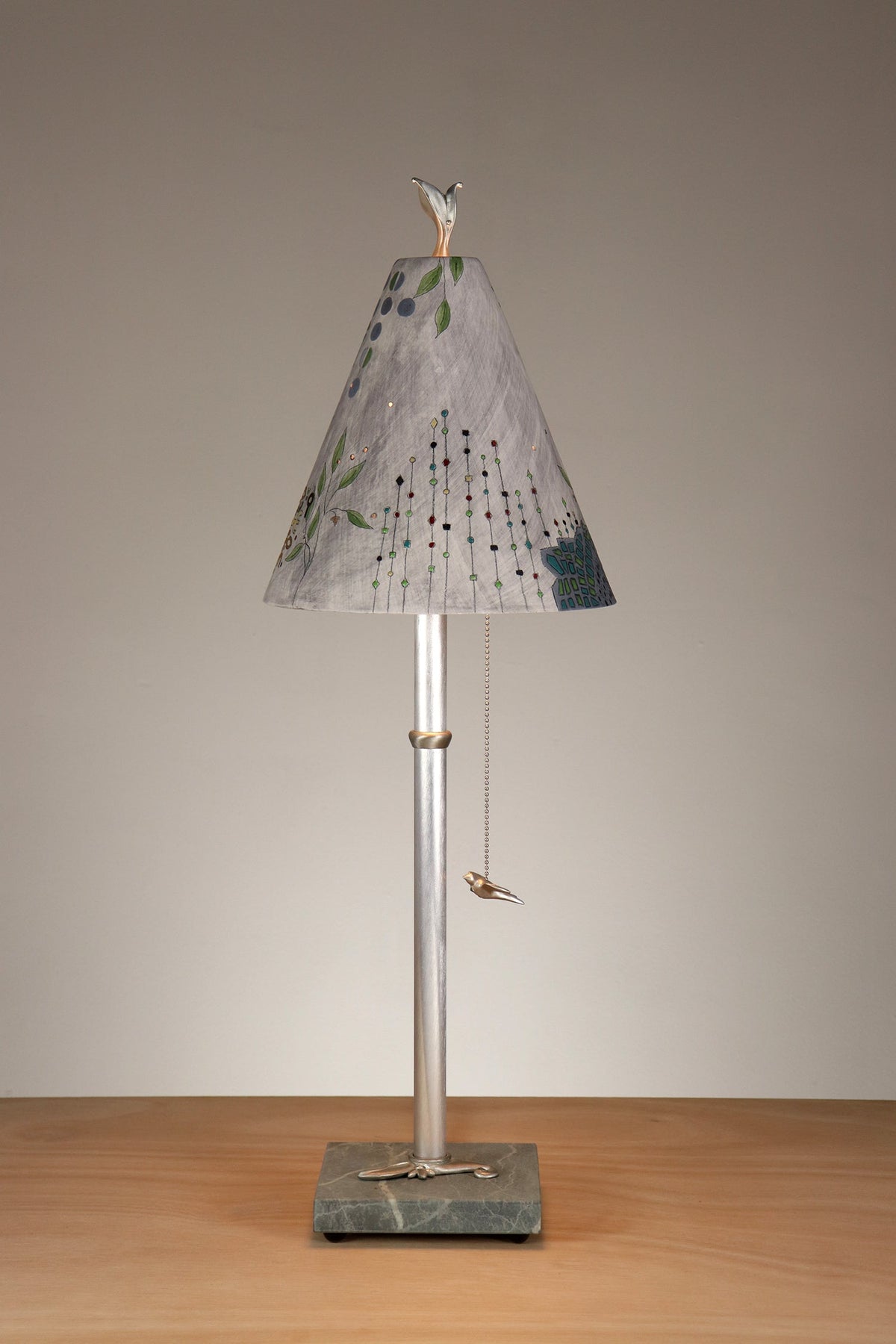 Janna Ugone &amp; Co Table Lamp Aluminum Table Lamp with Small Conical Ceramic Shade in Journeys in Ash