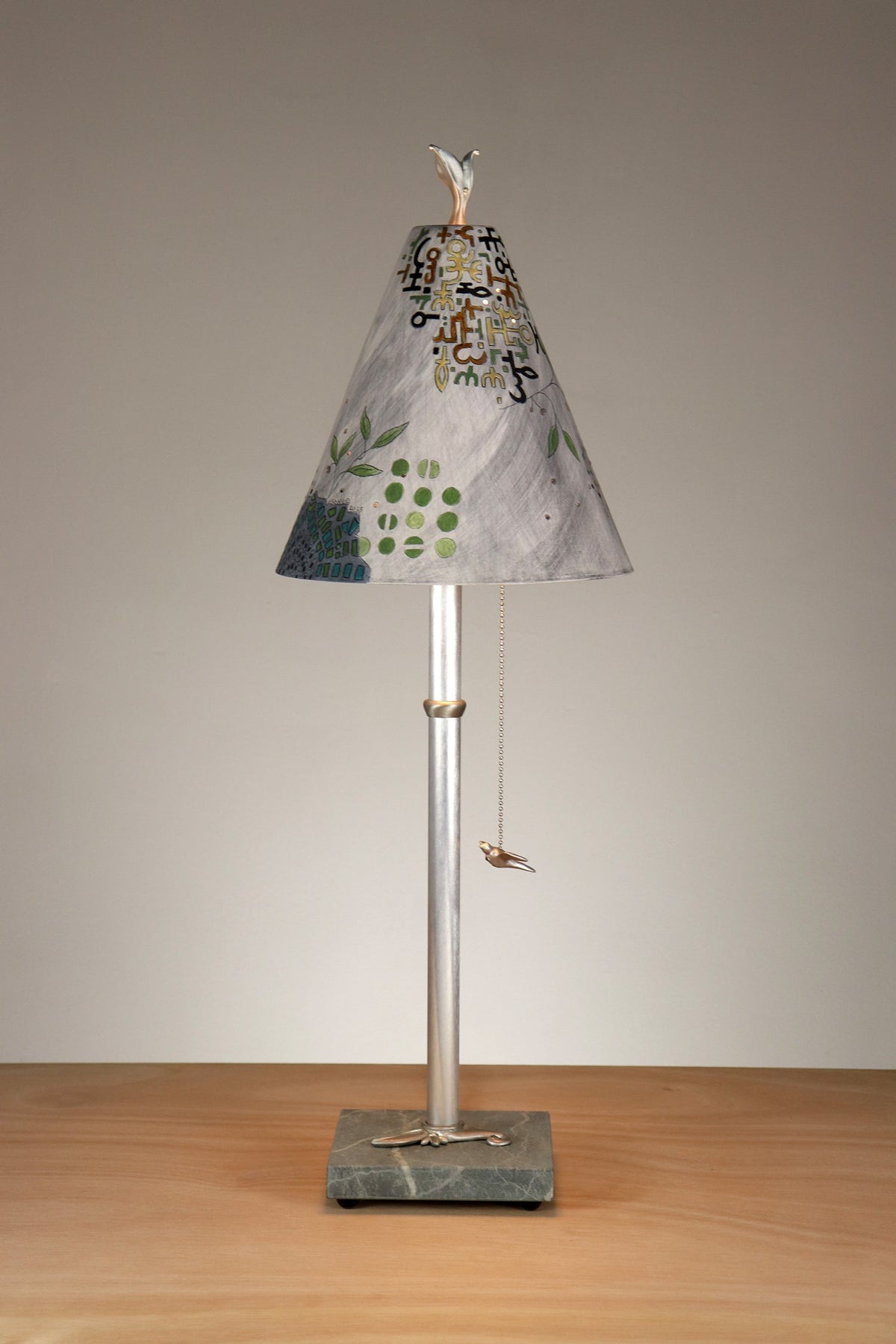 Janna Ugone &amp; Co Table Lamp Aluminum Table Lamp with Small Conical Ceramic Shade in Journeys in Ash