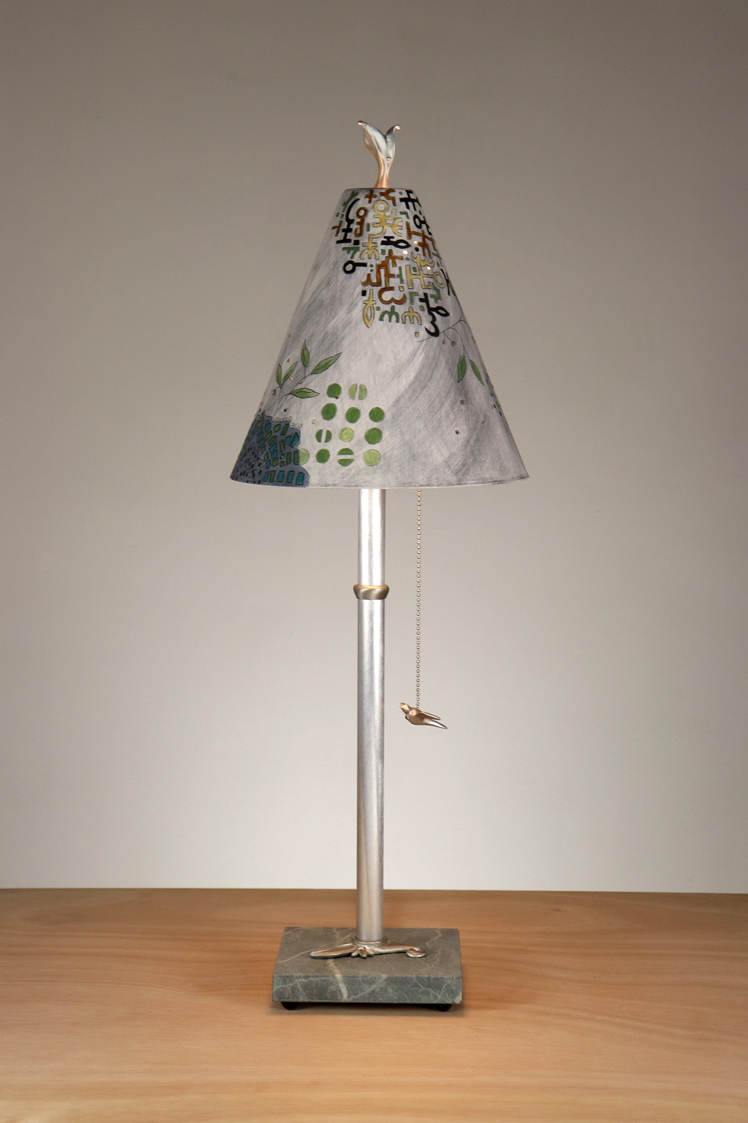 Janna Ugone & Co Table Lamp Aluminum Table Lamp with Small Conical Ceramic Shade in Journeys in Ash