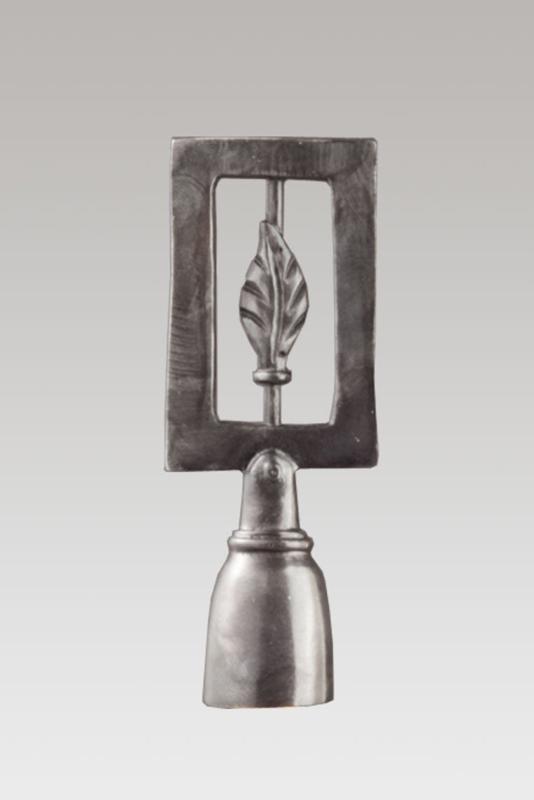 Janna Ugone & Co Finials Blackened Pewter Lamp Finial in Framed Leaf