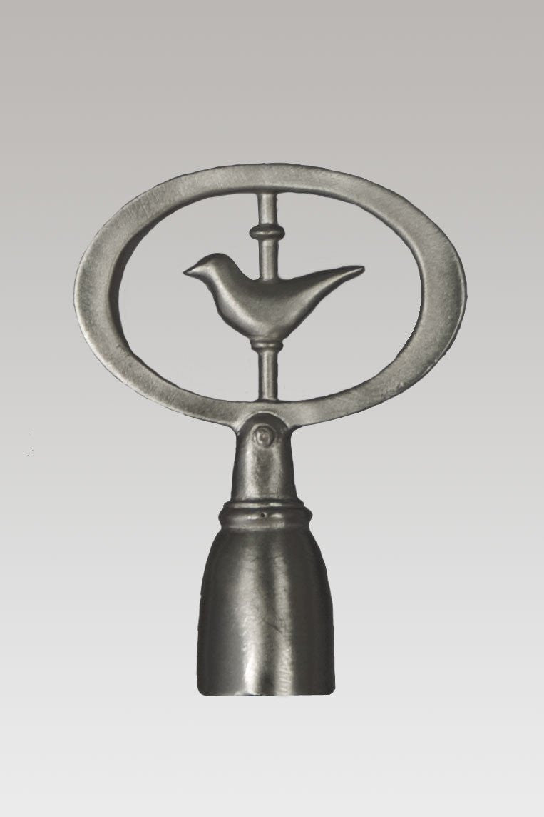 Janna Ugone & Co Finials Blackened Pewter Lamp Finial in Oval Bird