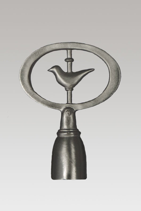 Blackened Pewter Lamp Finial in Oval Bird Janna Ugone & Co