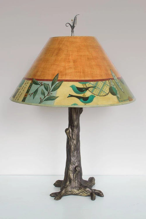 Janna Ugone &amp; Co Table Lamps Bronze Tree Table Lamp with Large Conical Shade in New Capri Spice