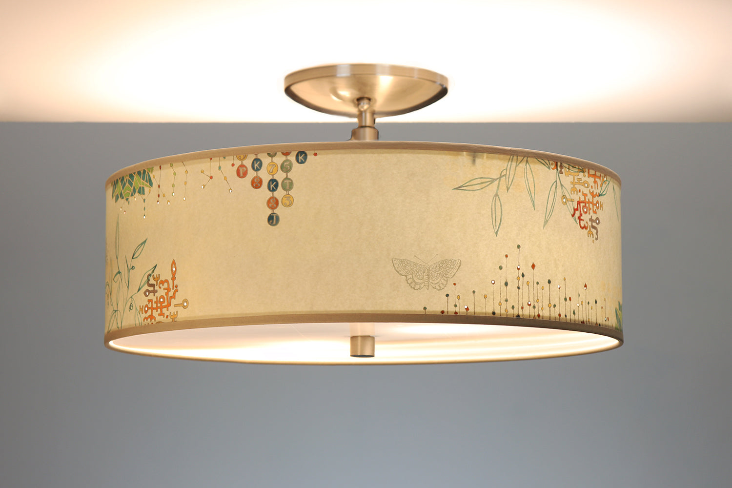 Janna Ugone & Co Ceiling Fixture 16" / Raw Brass Ceiling Lamp in Ecru Journey
