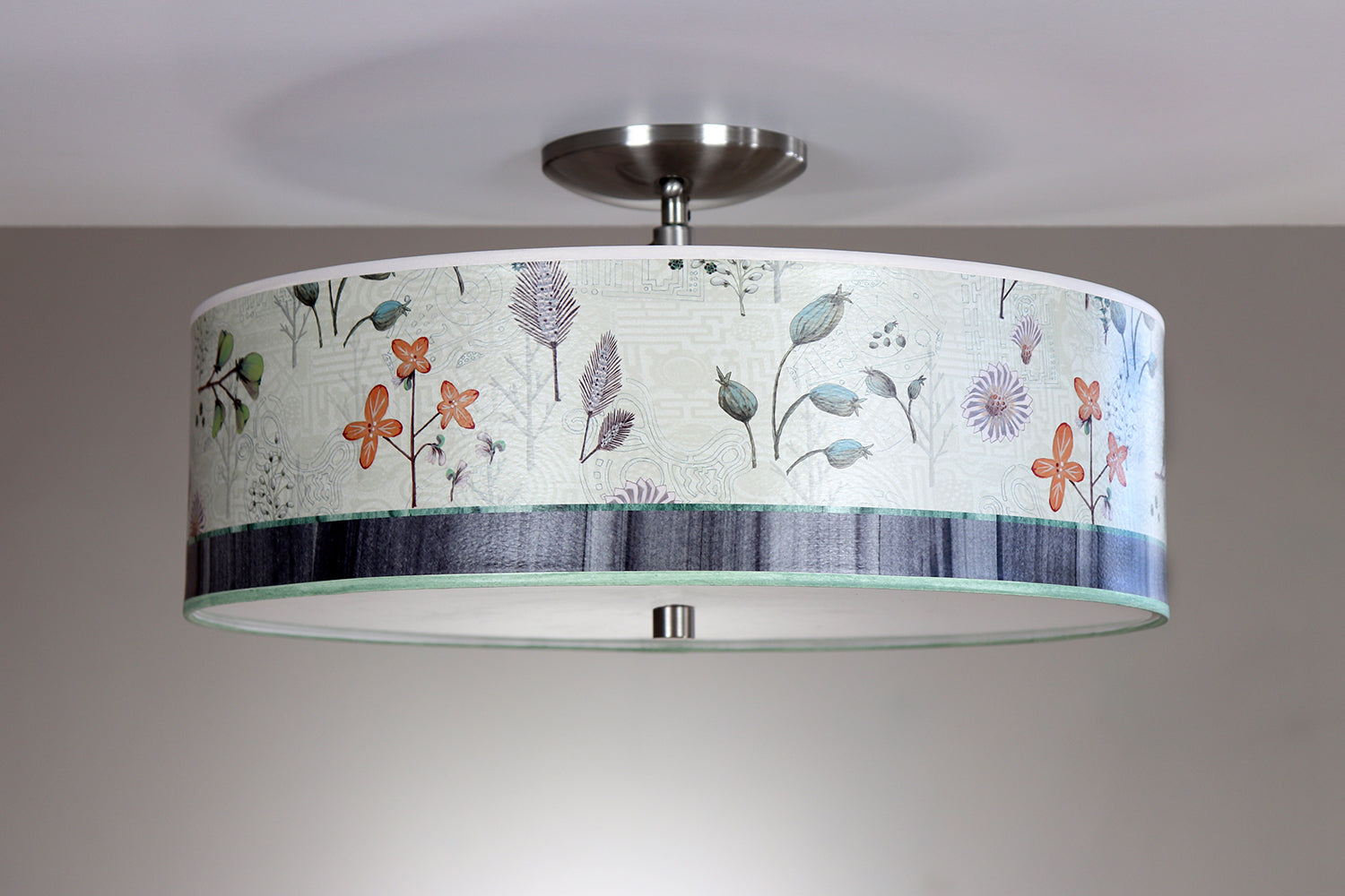 Janna Ugone & Co Ceiling Fixture 16" / Raw Brass Ceiling Lamp in Flora and Maze