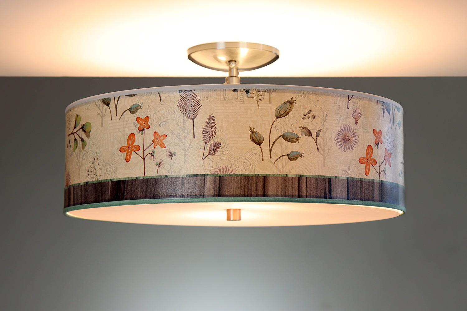 Janna Ugone & Co Ceiling Fixture 16" / Raw Brass Ceiling Lamp in Flora and Maze