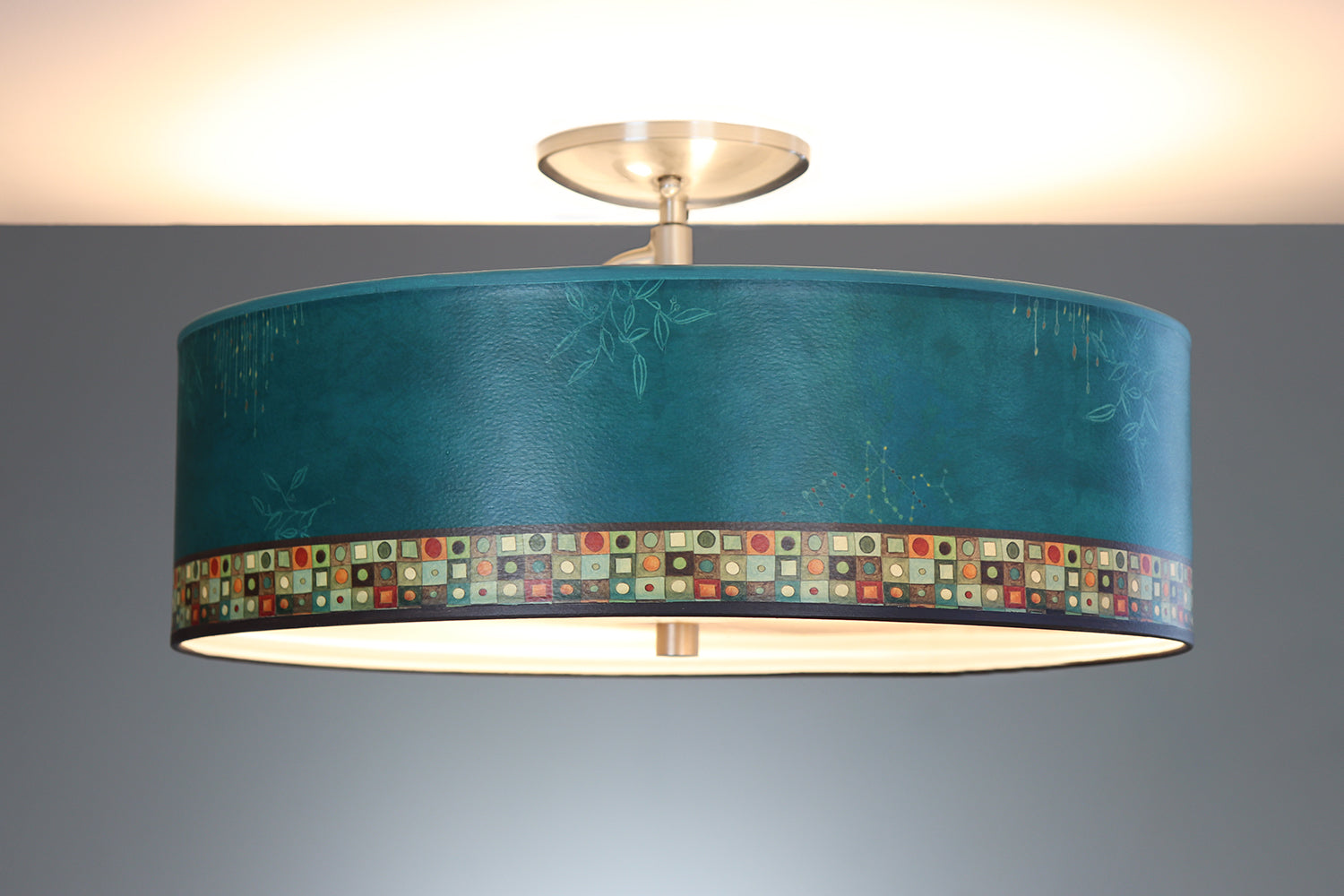 Janna Ugone & Co Ceiling Fixture 16" / Raw Brass Ceiling Lamp in Jade Mosaic
