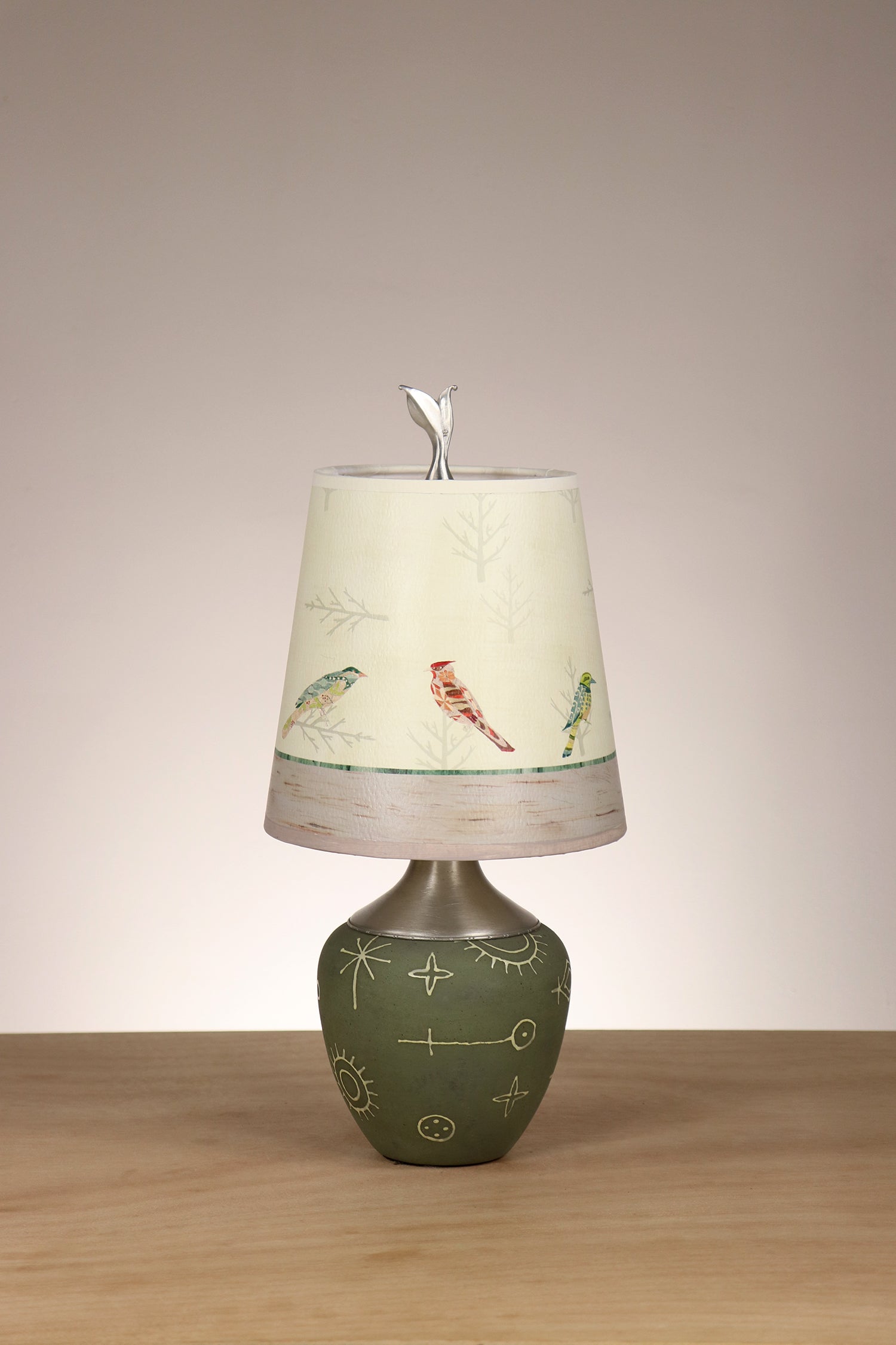 Janna Ugone & Co Table Lamp Ceramic Accent Lamp with Small Drum Shade in Bird Friends