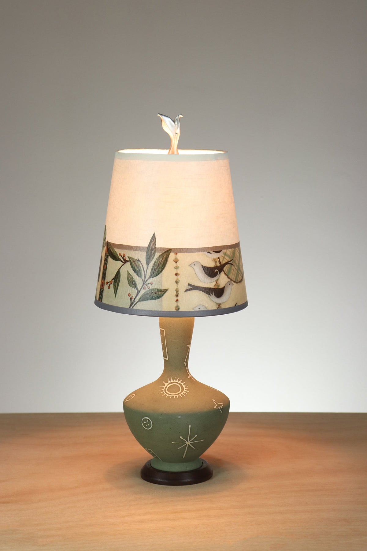 Janna Ugone &amp; Co Table Lamp Ceramic Accent Lamp with Small Drum Shade in New Capri Opal