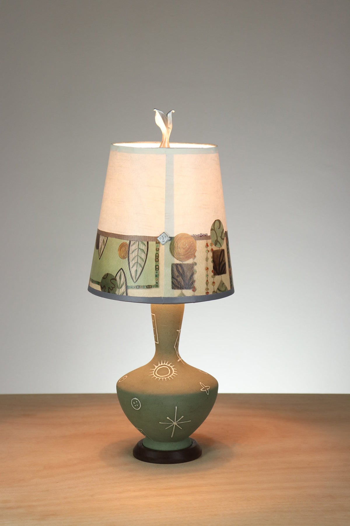 Janna Ugone &amp; Co Table Lamp Ceramic Accent Lamp with Small Drum Shade in New Capri Opal