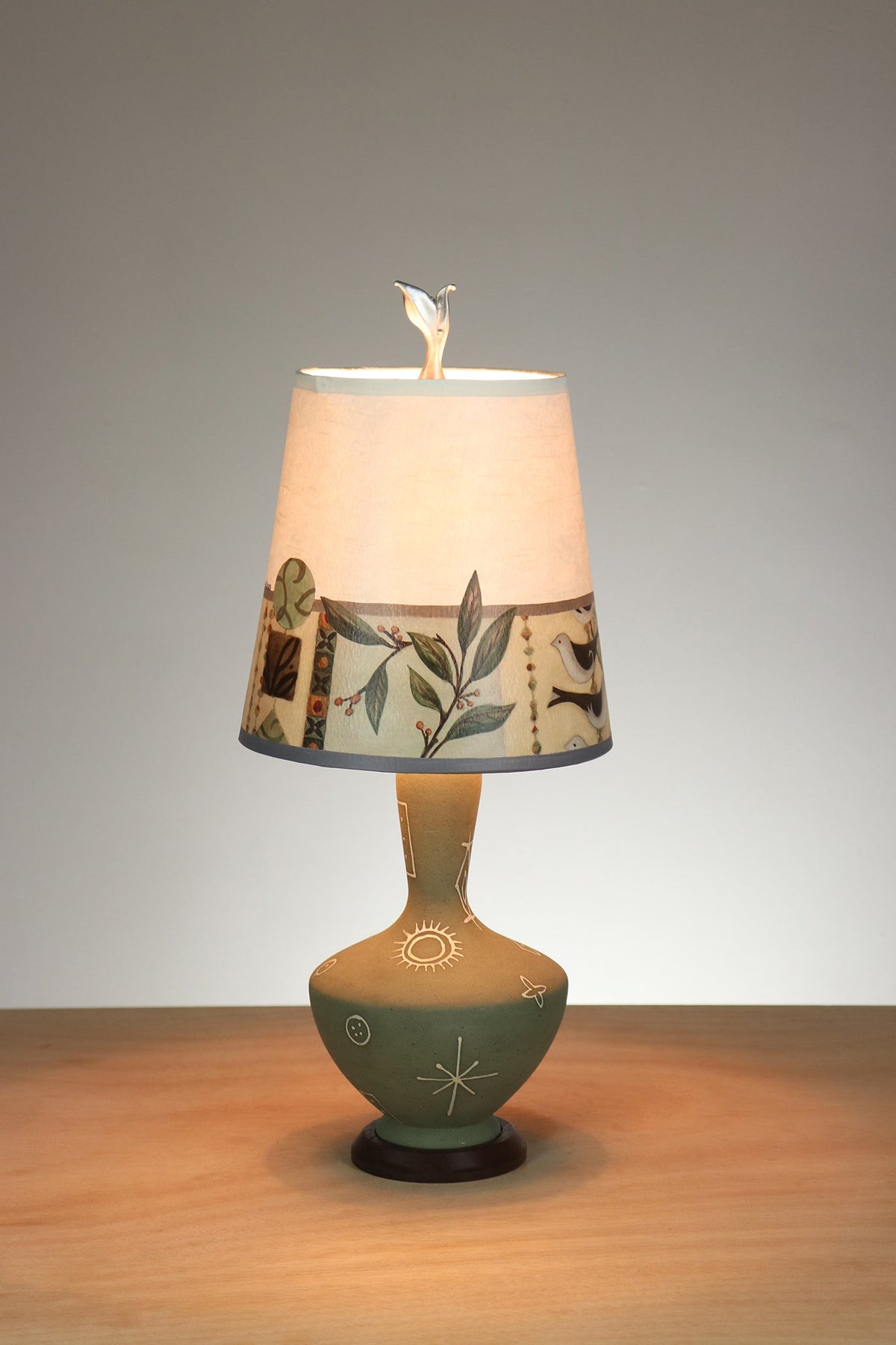 Janna Ugone &amp; Co Table Lamp Ceramic Accent Lamp with Small Drum Shade in New Capri Opal
