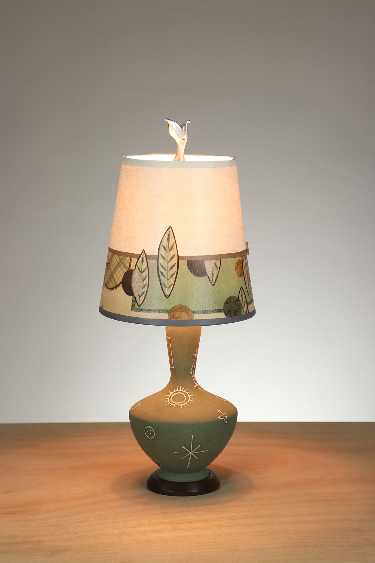 Janna Ugone &amp; Co Table Lamp Ceramic Accent Lamp with Small Drum Shade in New Capri Opal