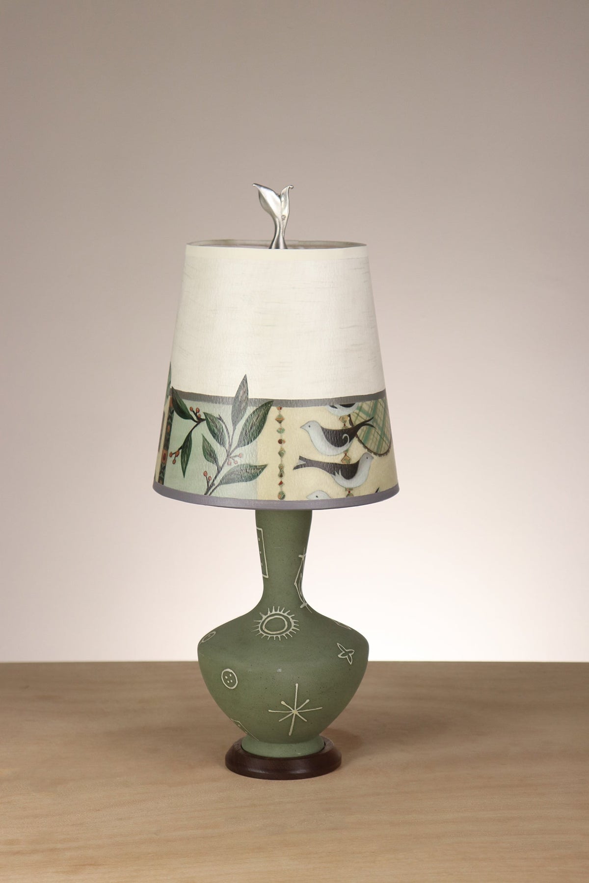 Janna Ugone &amp; Co Table Lamp Ceramic Accent Lamp with Small Drum Shade in New Capri Opal