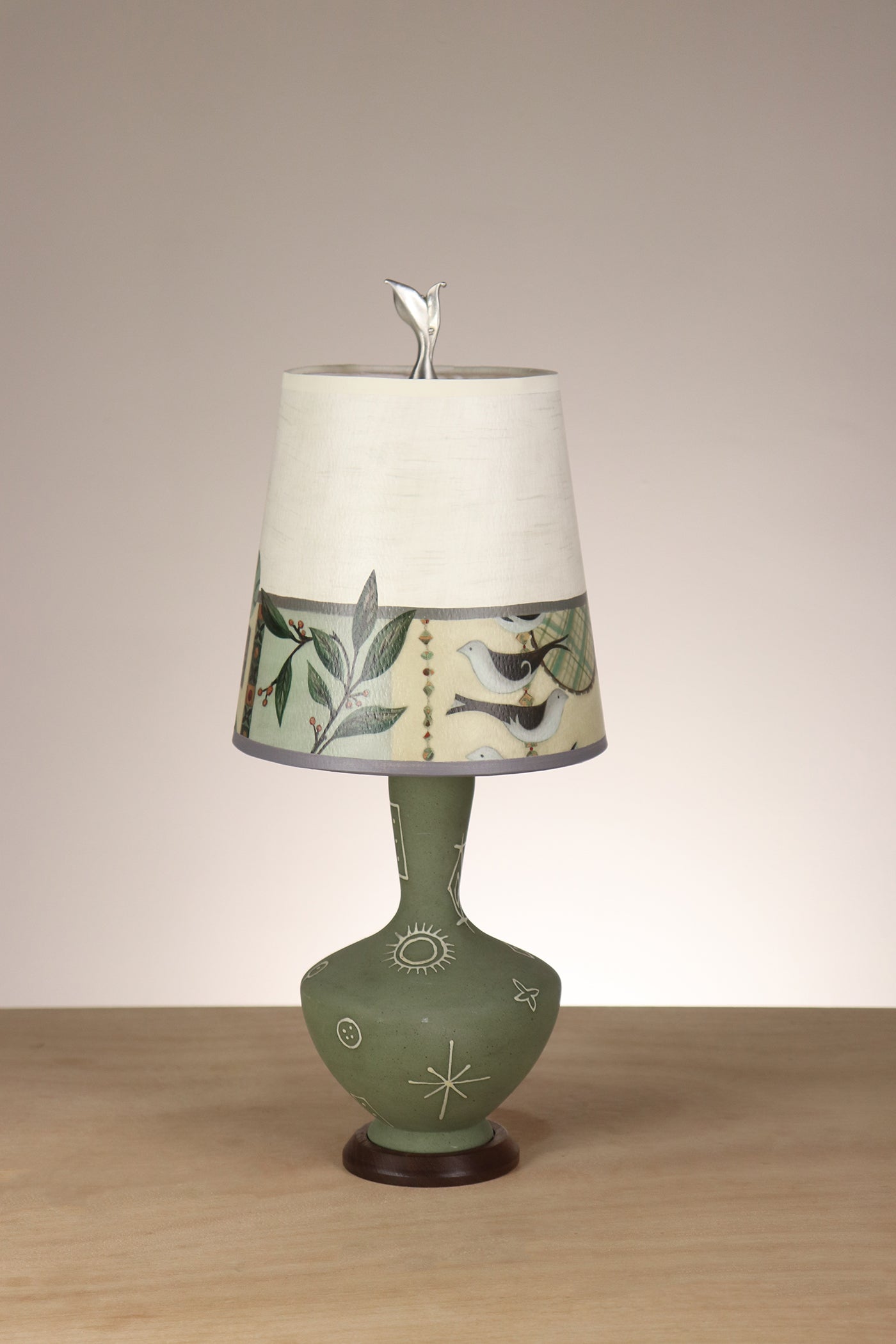 Janna Ugone & Co Table Lamp Ceramic Accent Lamp with Small Drum Shade in New Capri Opal