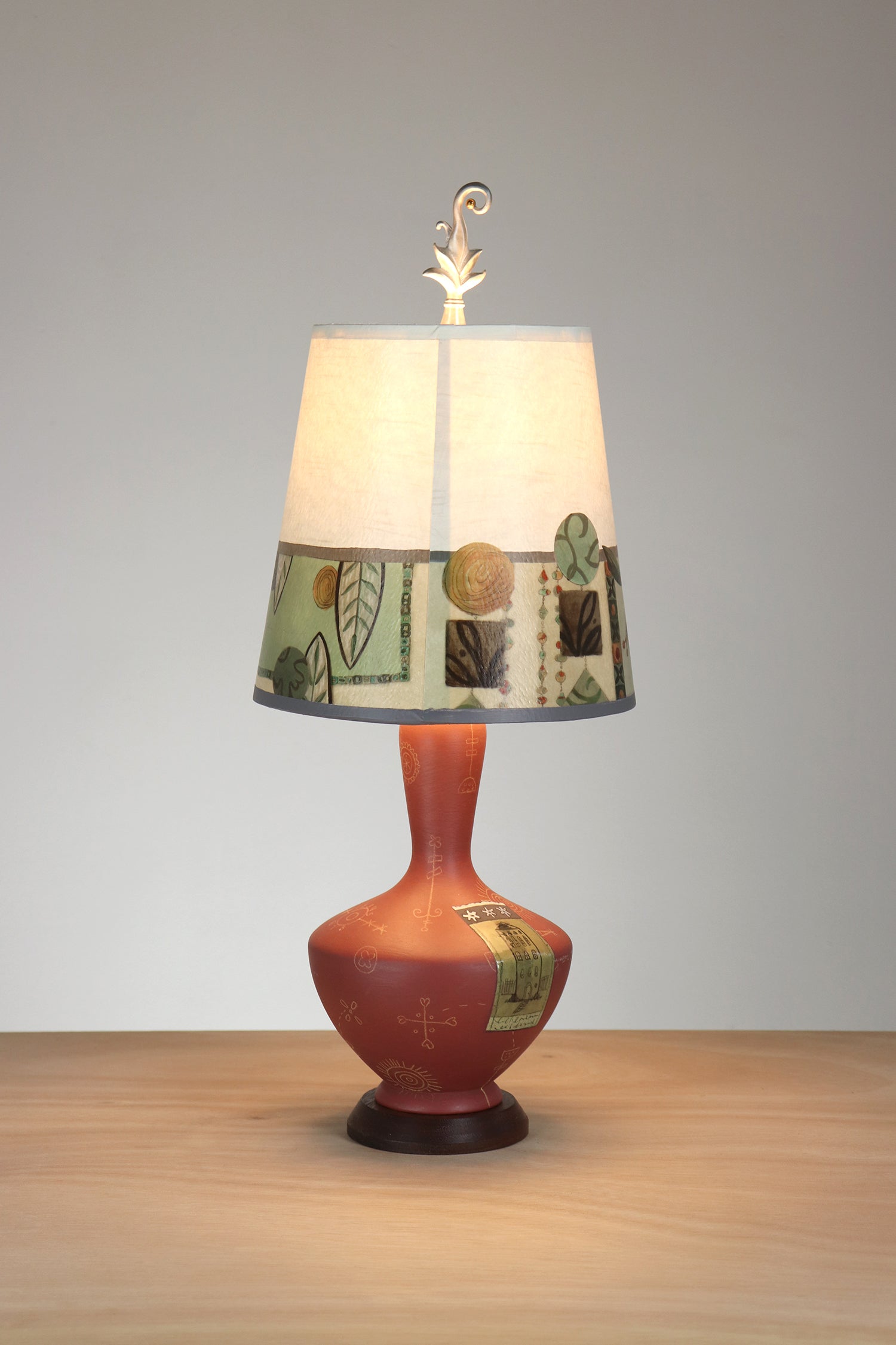 Janna Ugone & Co Table Lamp Ceramic Accent Lamp with Small Drum Shade in New Capri Opal
