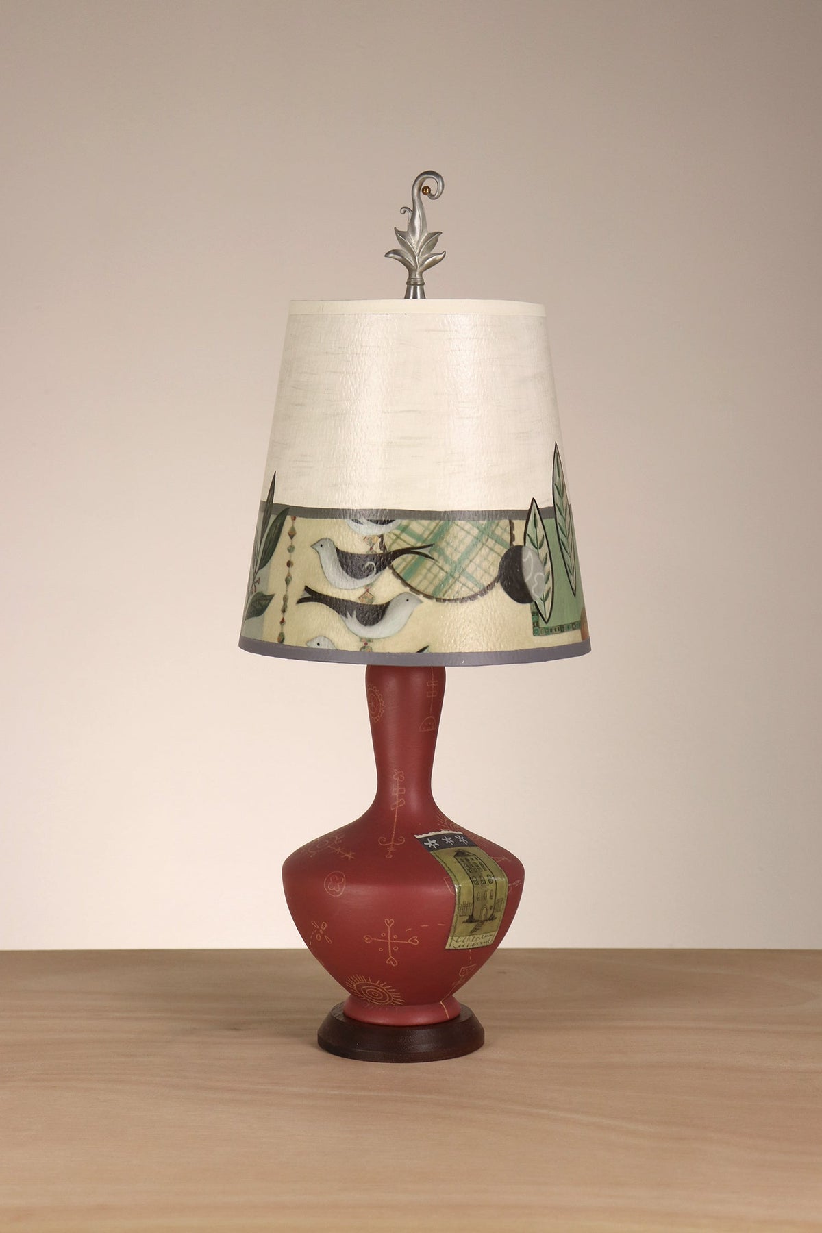 Janna Ugone &amp; Co Table Lamp Ceramic Accent Lamp with Small Drum Shade in New Capri Opal