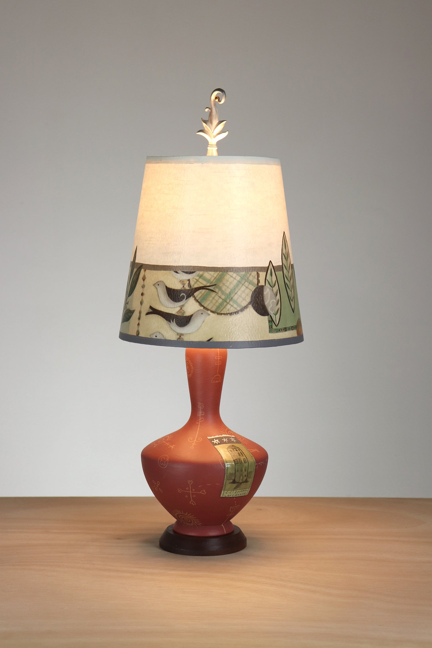 Janna Ugone & Co Table Lamp Ceramic Accent Lamp with Small Drum Shade in New Capri Opal