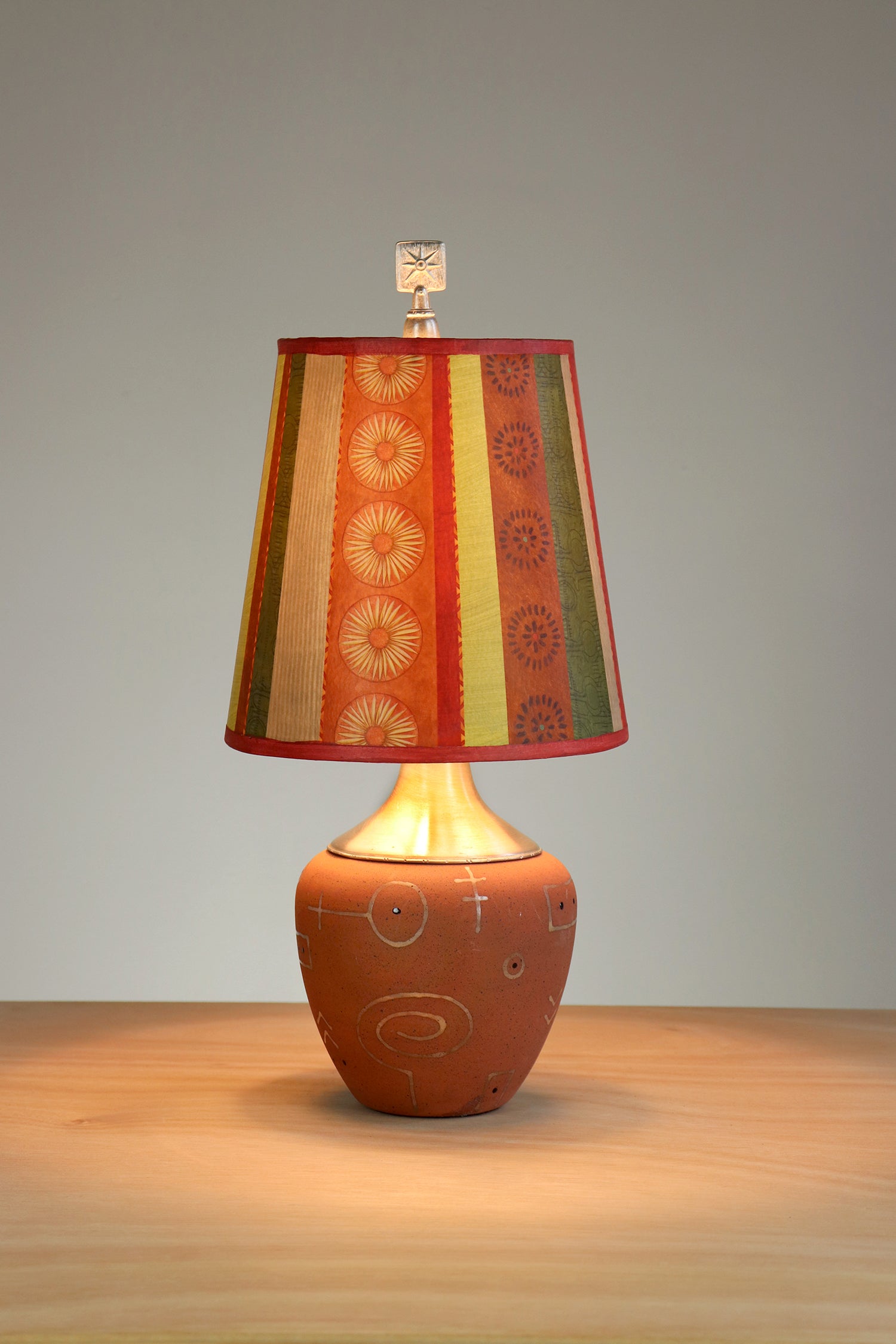 Janna Ugone & Co Table Lamp Ceramic Accent Lamp with Small Drum Shade in Serape