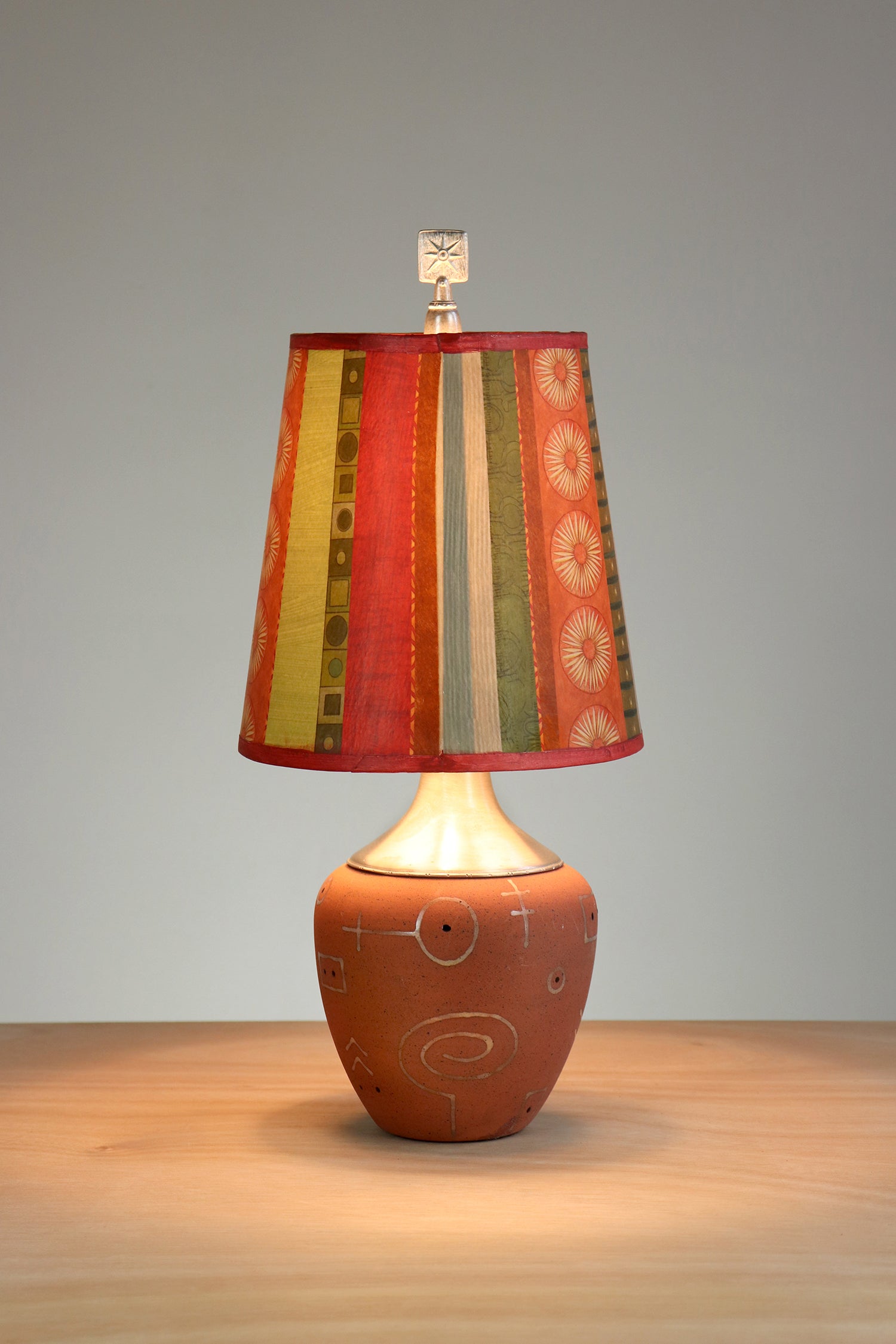 Janna Ugone & Co Table Lamp Ceramic Accent Lamp with Small Drum Shade in Serape