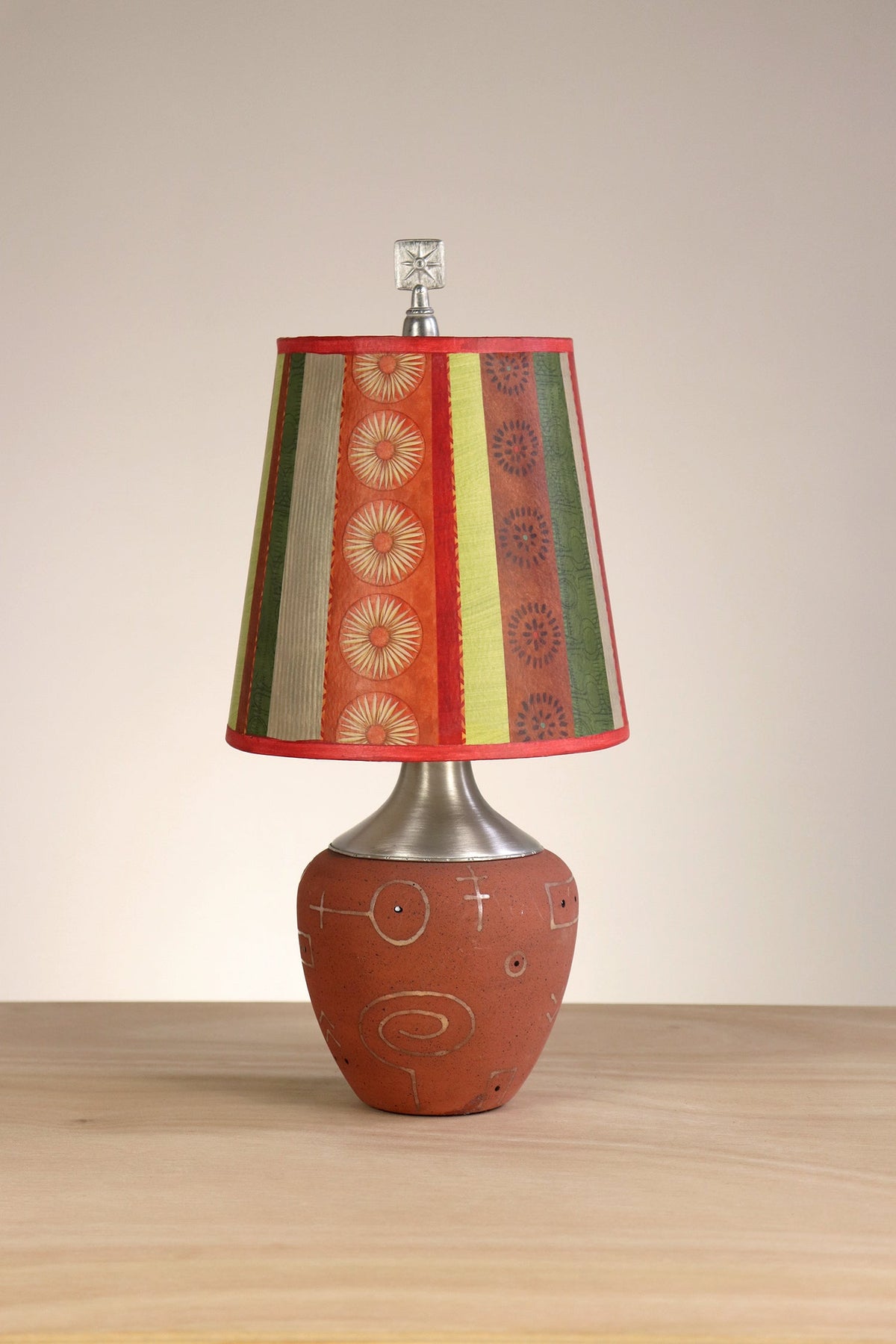 Janna Ugone &amp; Co Table Lamp Ceramic Accent Lamp with Small Drum Shade in Serape