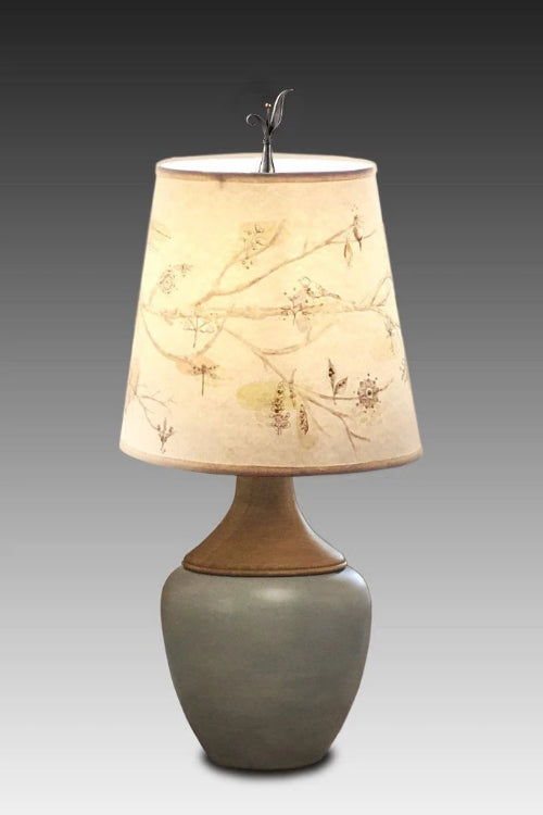 Janna Ugone & Co Table Lamps Ceramic and Maple Table Lamp with Small Drum Shade in Artful Branch