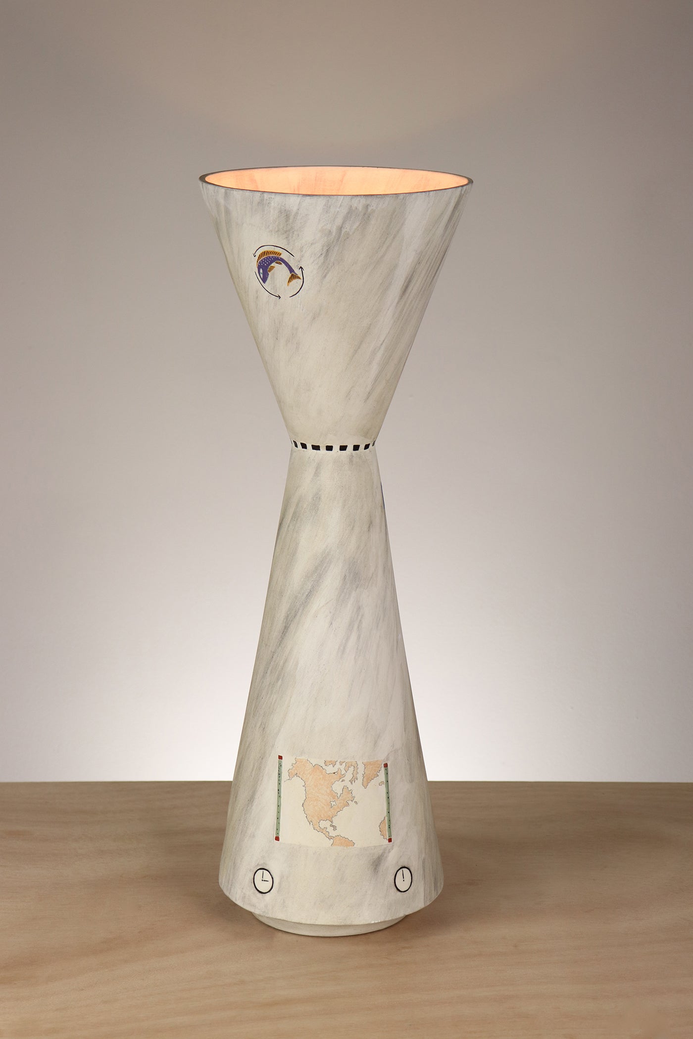 Janna Ugone & Co Ceramic Double Cone Torchiere in Time Zone