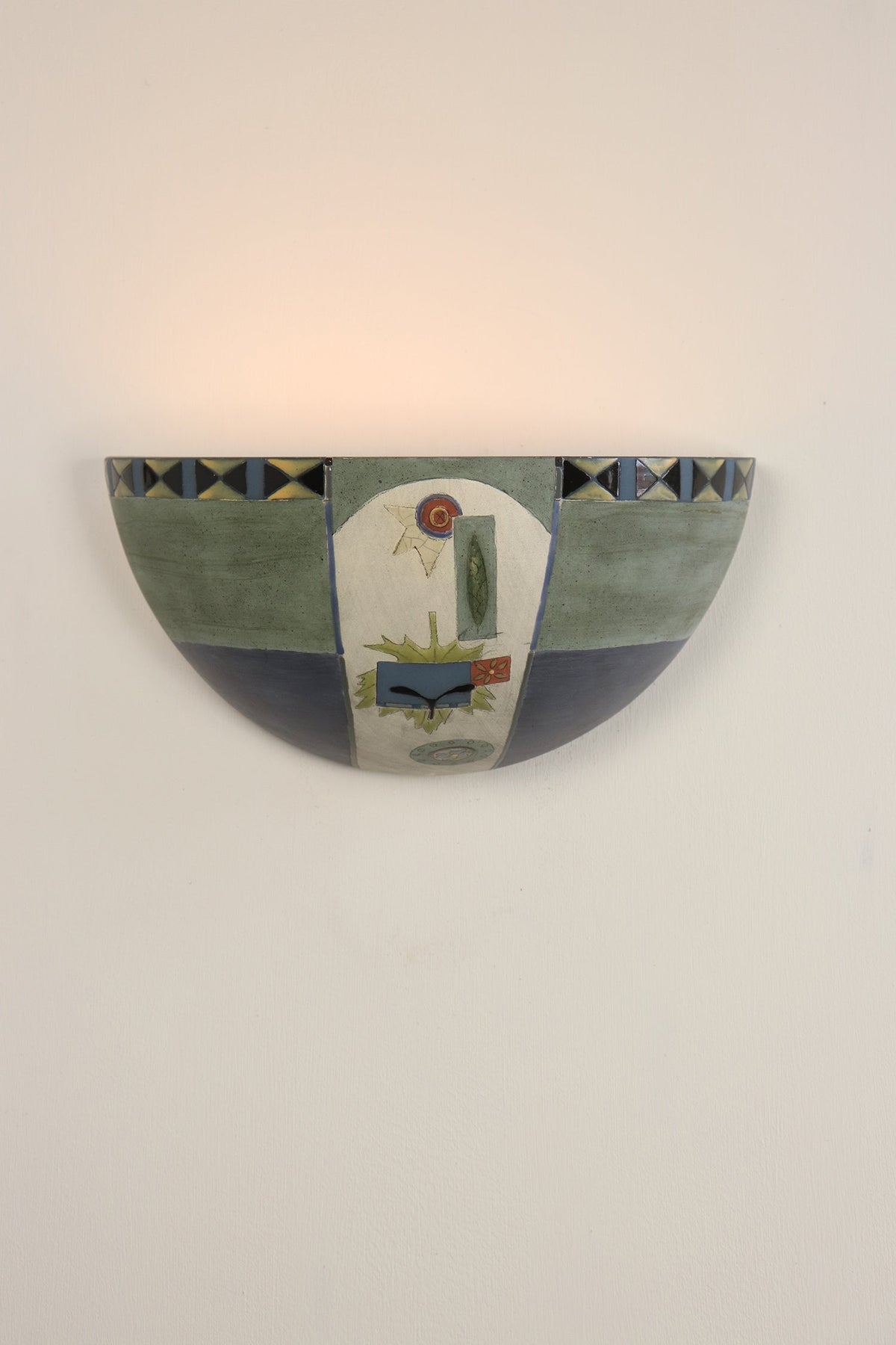 Janna Ugone &amp; Co Wall Sconces Ceramic Half Sphere Sconce in Goldfinch Botanicals in Larkspur