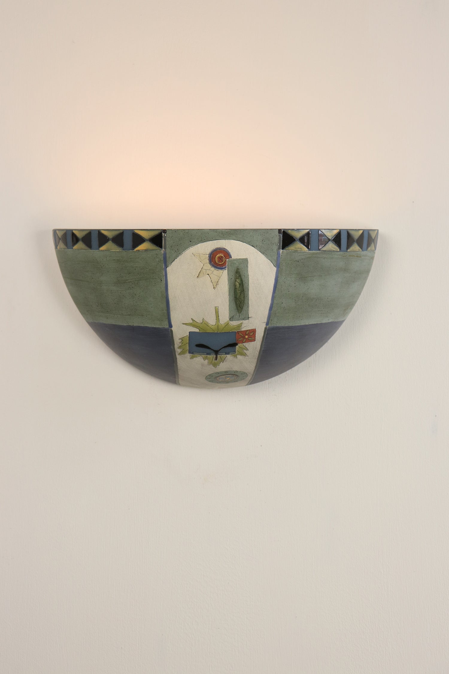 Janna Ugone & Co Wall Sconces Ceramic Half Sphere Sconce in Goldfinch Botanicals in Larkspur