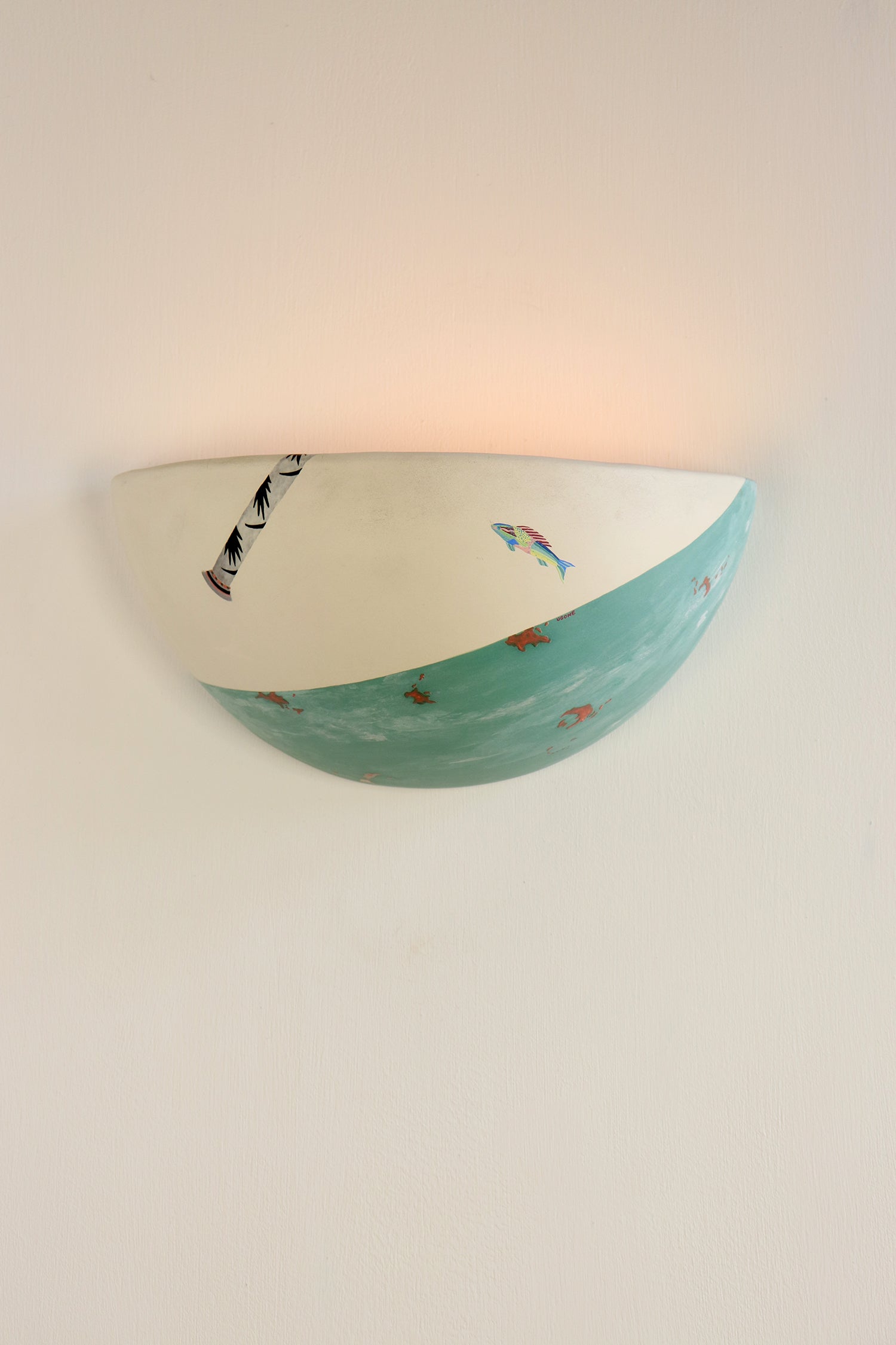 Janna Ugone & Co Wall Sconces Ceramic Half Sphere Sconce in Greek Islands