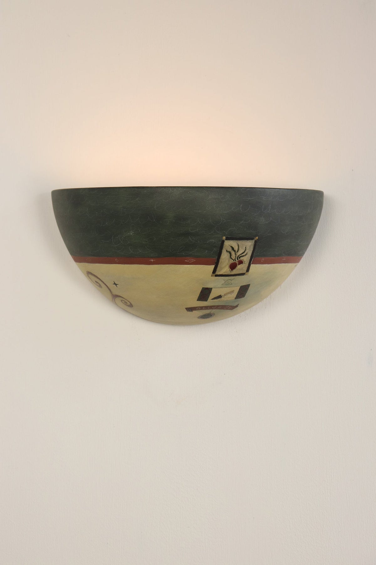 Janna Ugone &amp; Co Wall Sconces Ceramic Half Sphere Sconce in Journal Drawings in Hunter