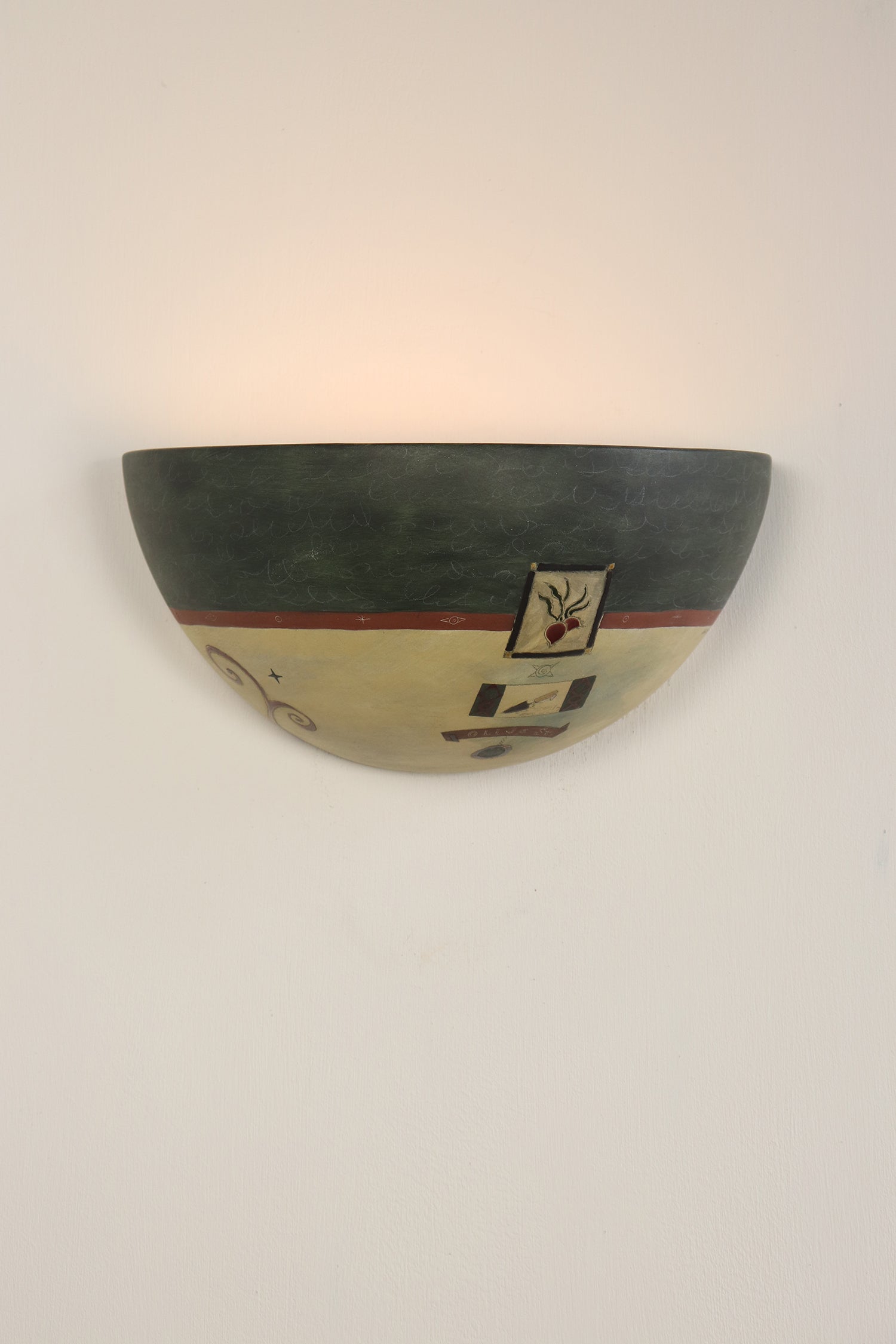 Janna Ugone & Co Wall Sconces Ceramic Half Sphere Sconce in Journal Drawings in Hunter