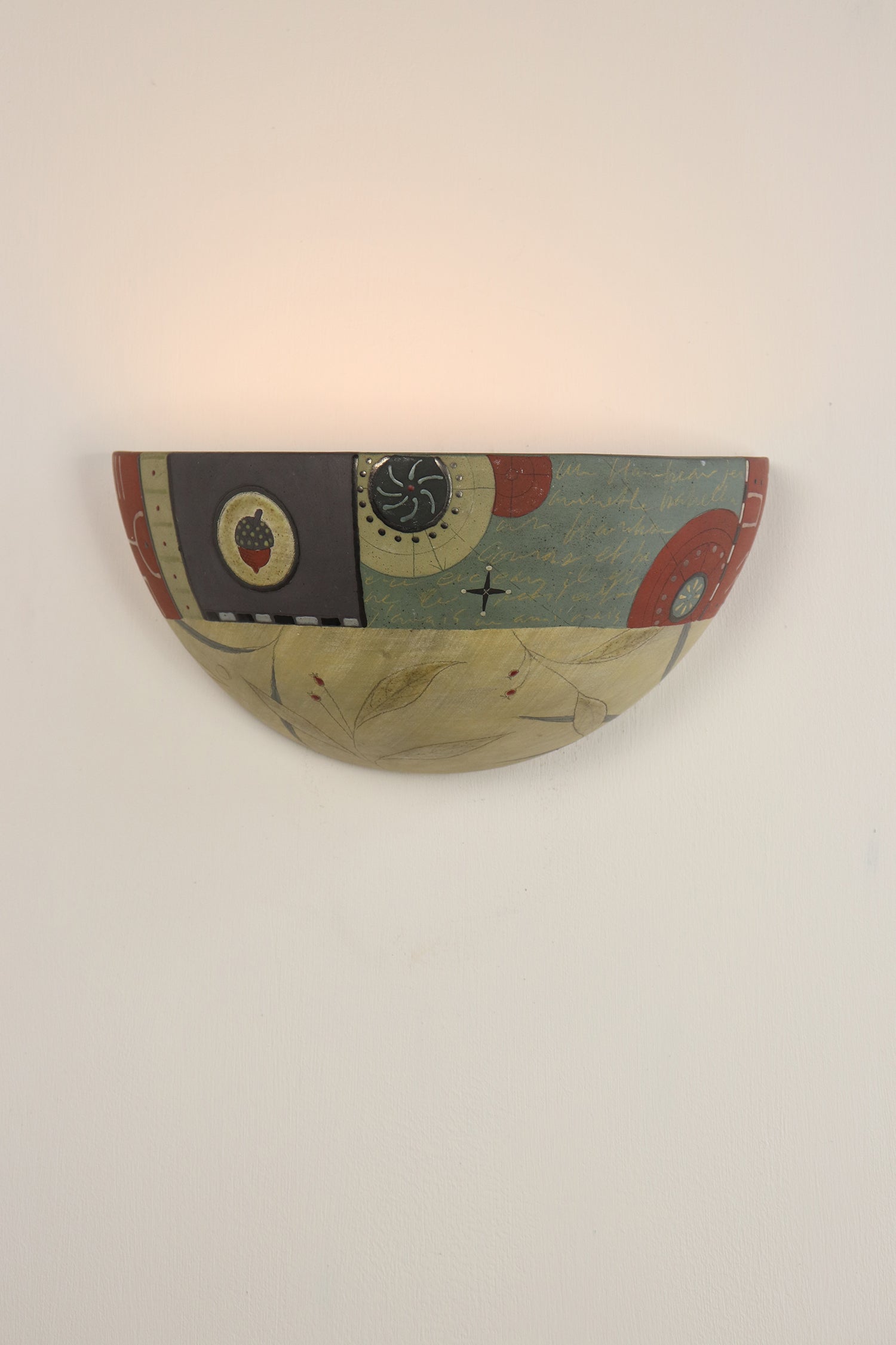 Janna Ugone & Co Wall Sconces Ceramic Half Sphere Sconce in June Street Border