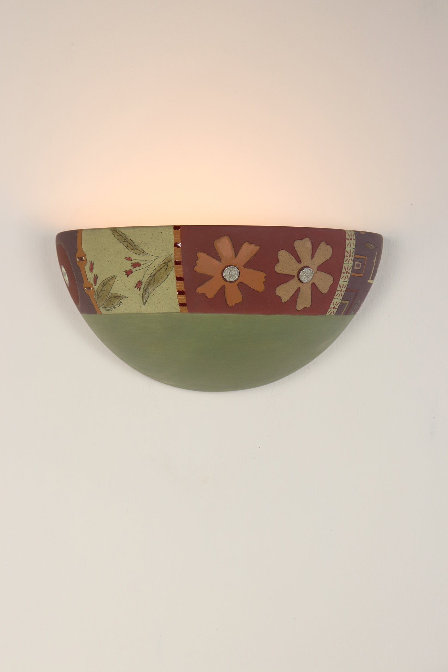 Janna Ugone & Co Wall Sconces Ceramic Half Sphere Sconce in Lily Coin in Apple