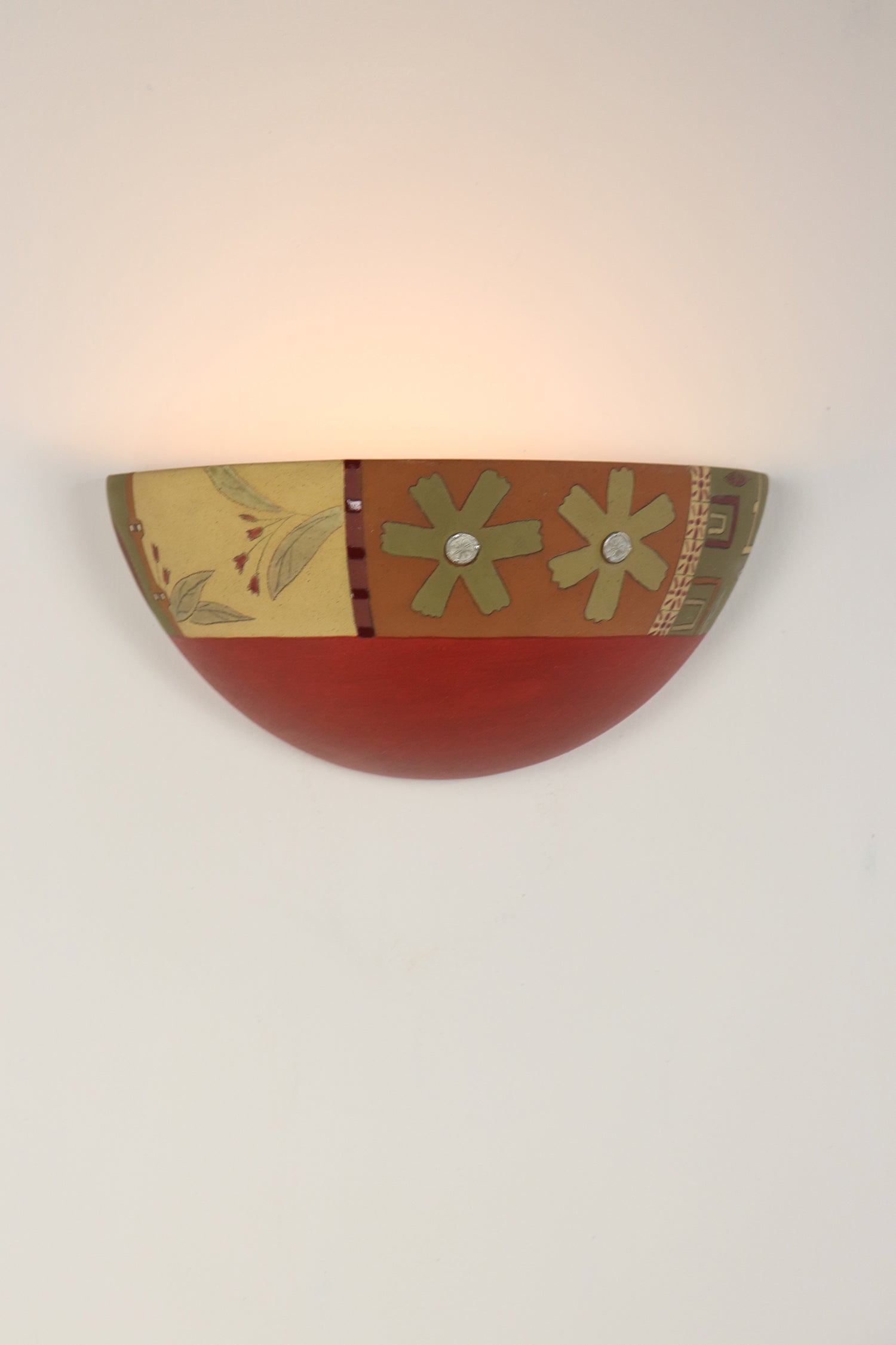 Janna Ugone & Co Wall Sconces Ceramic Half Sphere Sconce in Lily Coin in Redwood