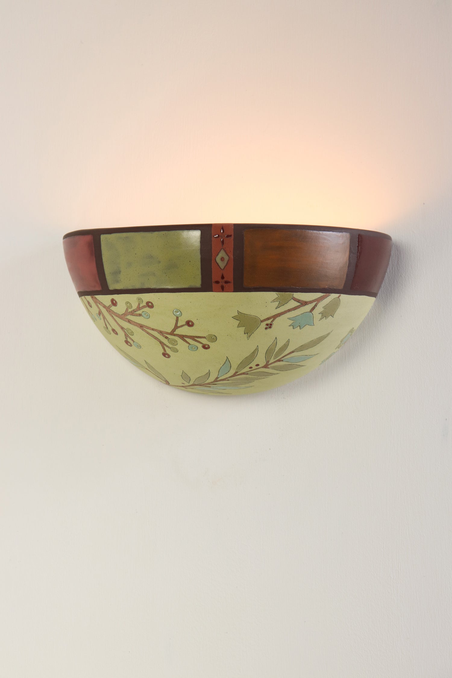 Janna Ugone & Co Wall Sconces Ceramic Half Sphere Sconce in Lucca Tile in Warm Reds