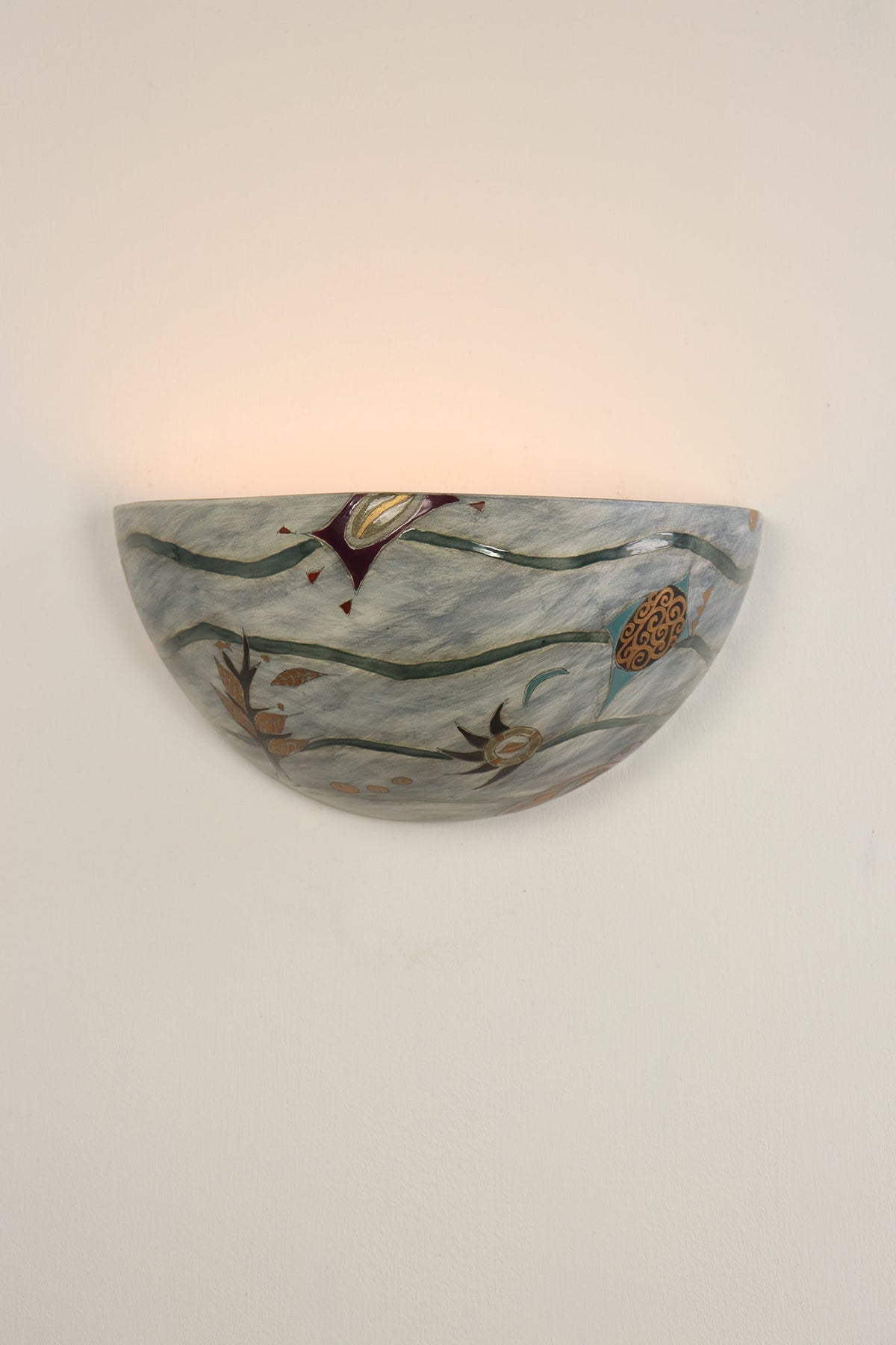 Janna Ugone &amp; Co Wall Sconces Ceramic Half Sphere Sconce in Madrid in Green Leaf