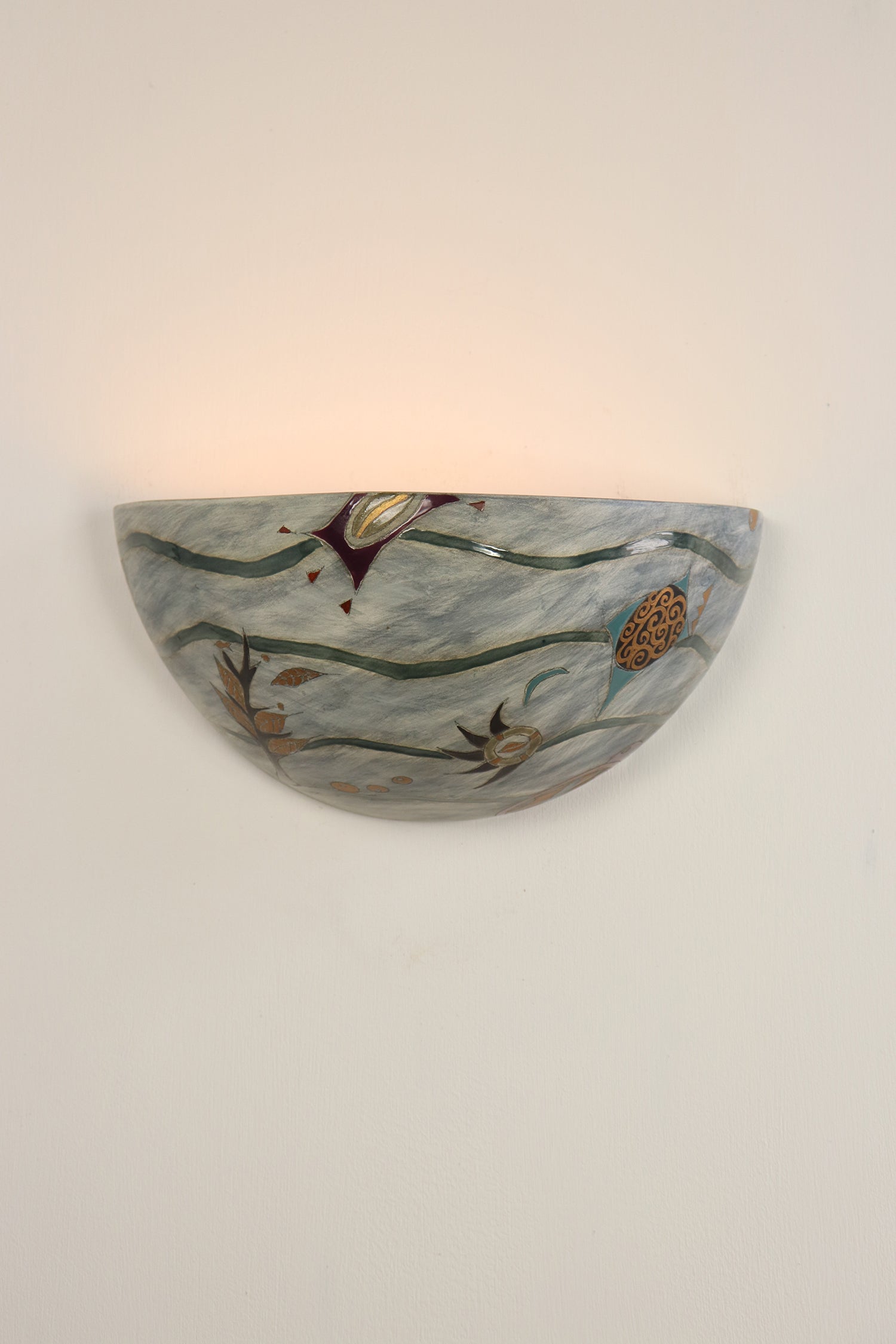 Janna Ugone & Co Wall Sconces Ceramic Half Sphere Sconce in Madrid in Green Leaf