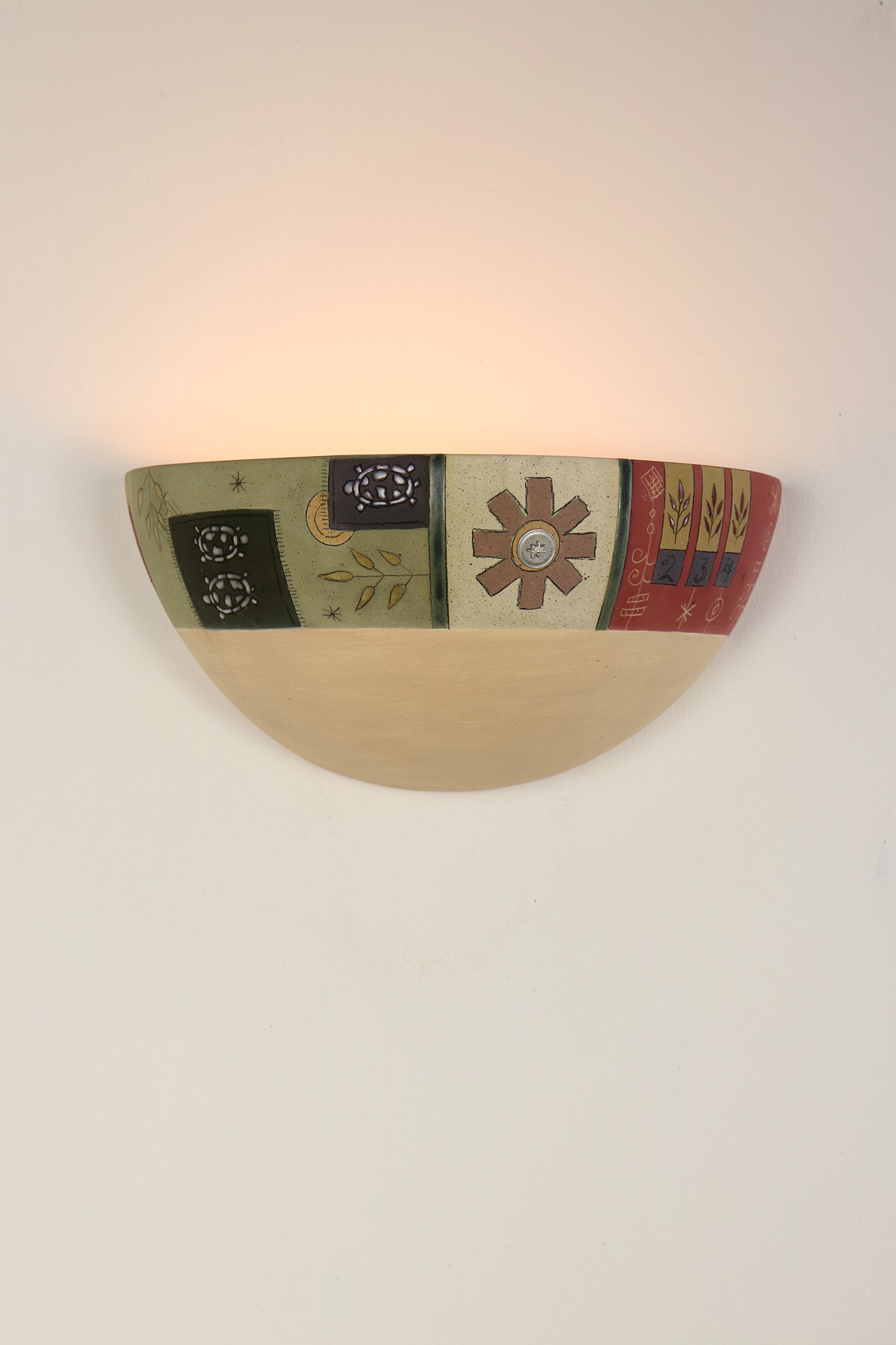 Janna Ugone & Co Wall Sconces Ceramic Half Sphere Sconce in Norfolk Border in Chamois