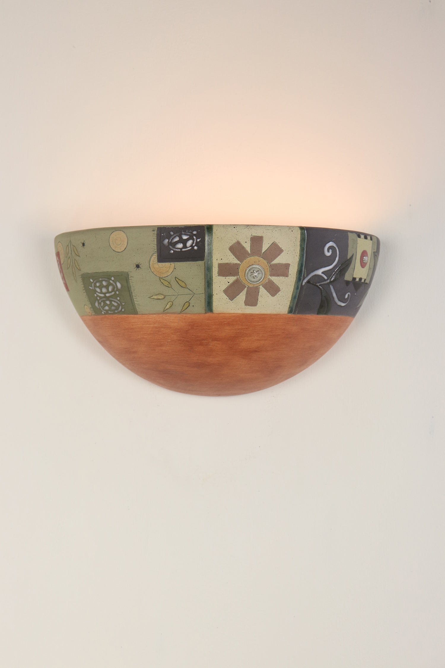 Janna Ugone & Co Wall Sconces Ceramic Half Sphere Sconce in Norfolk Border in Spice